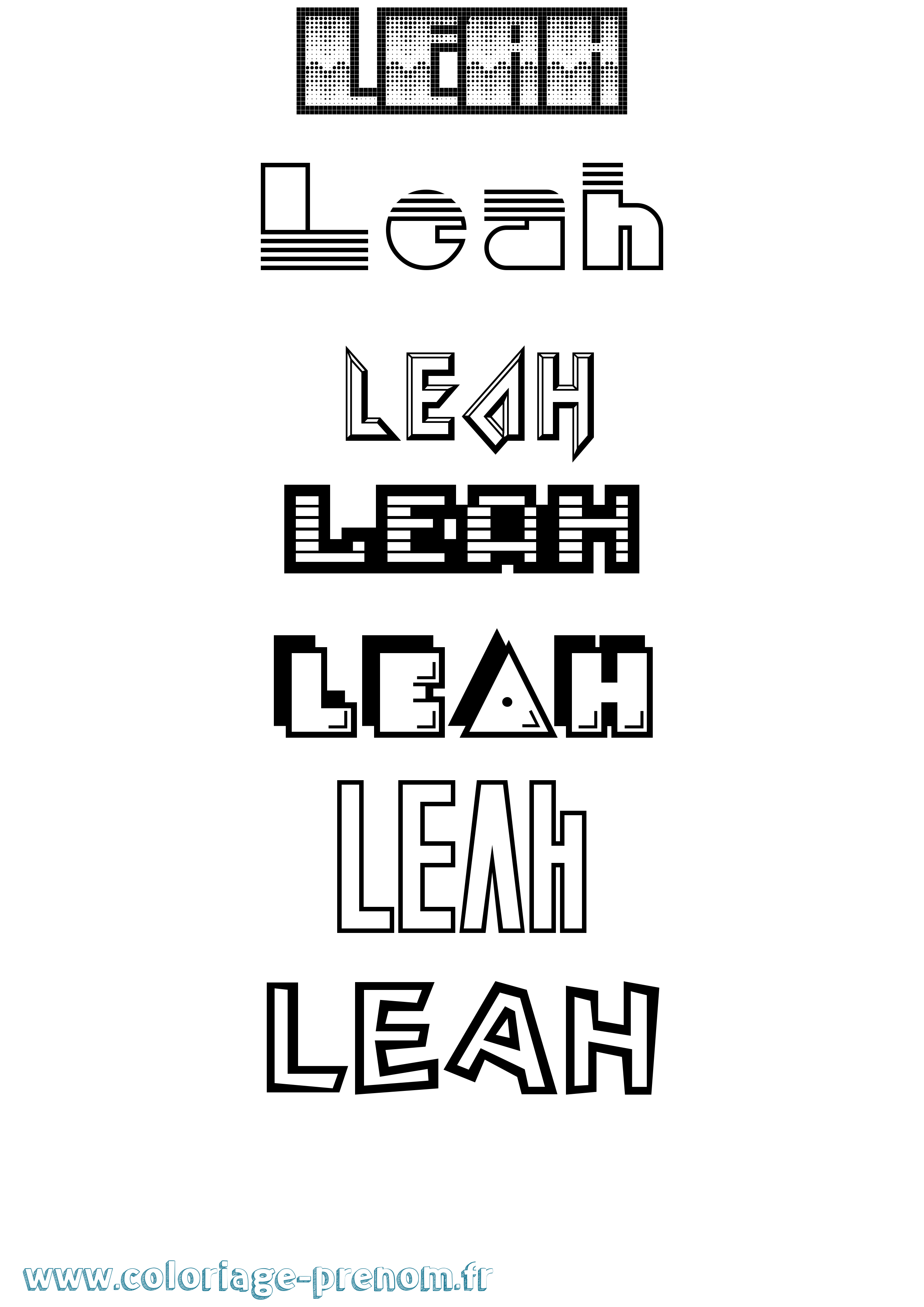 Coloriage Leah Jeux Vidéos Coloriage prénom Leah Jeux Vidéos