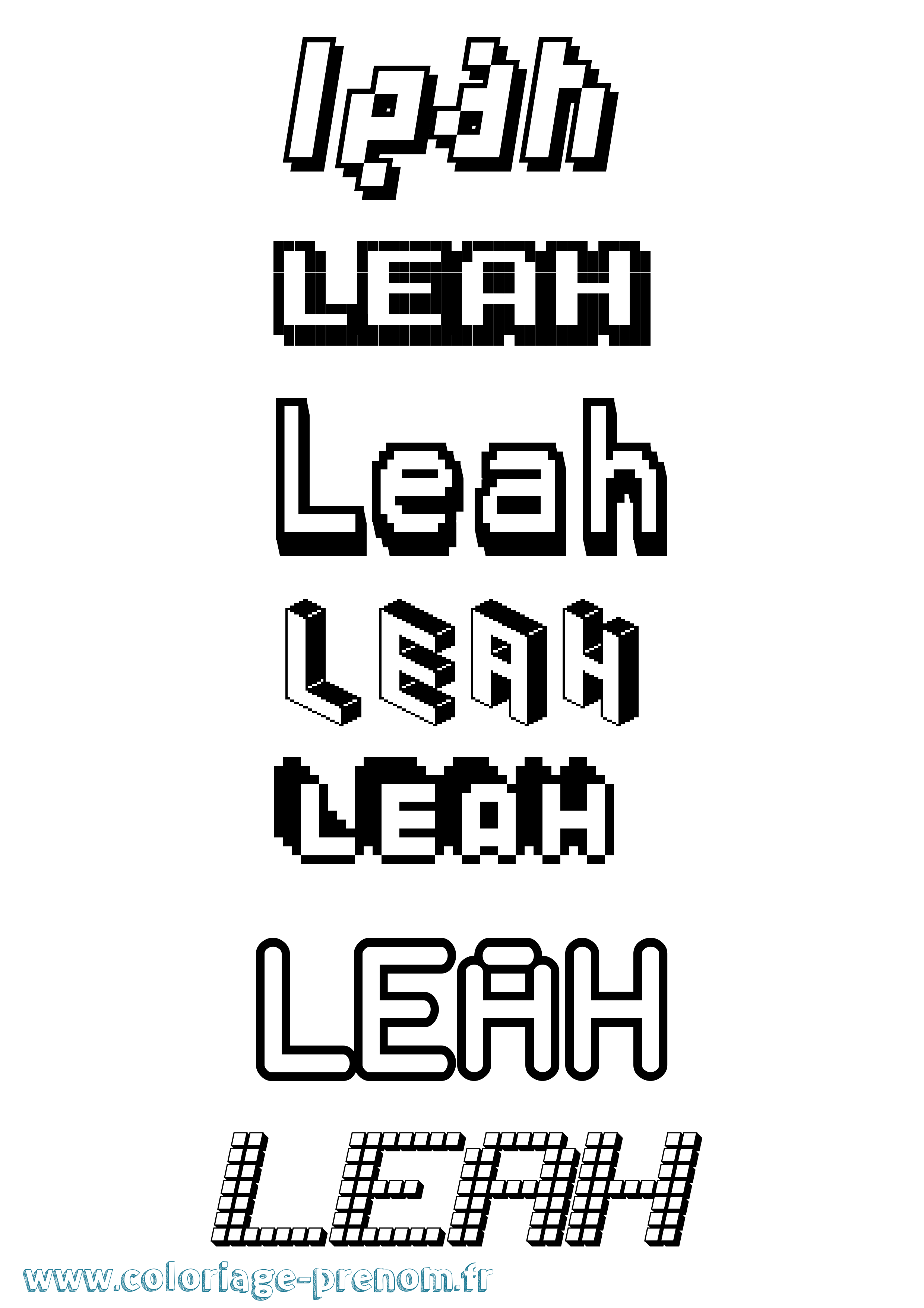 Coloriage prénom Leah Pixel