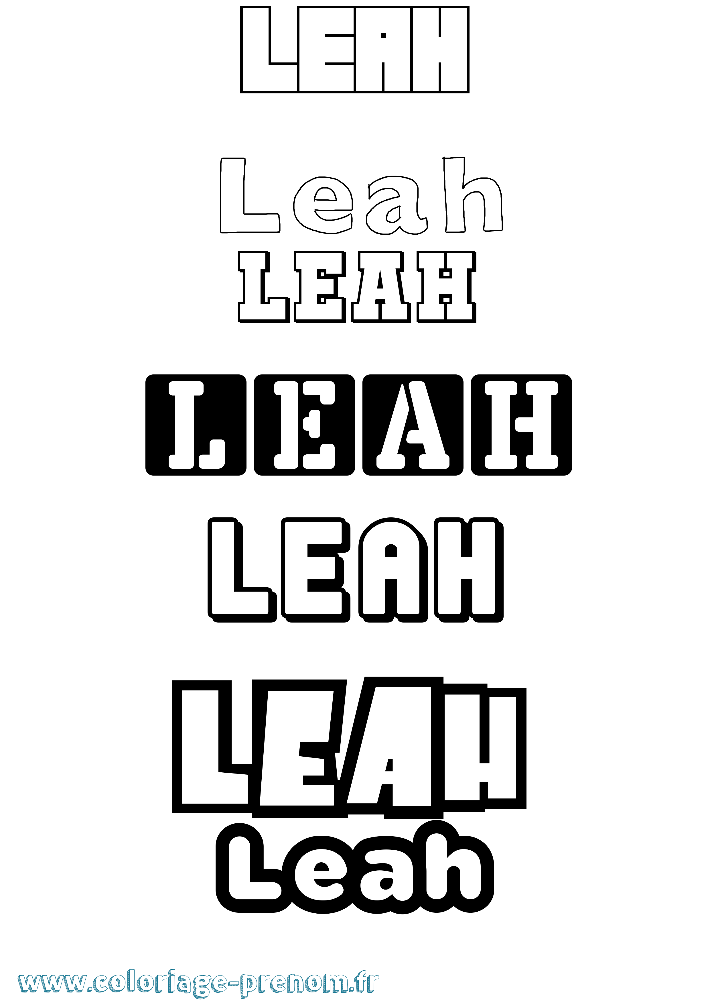 Coloriage Leah Simple Coloriage prénom Leah Simple
