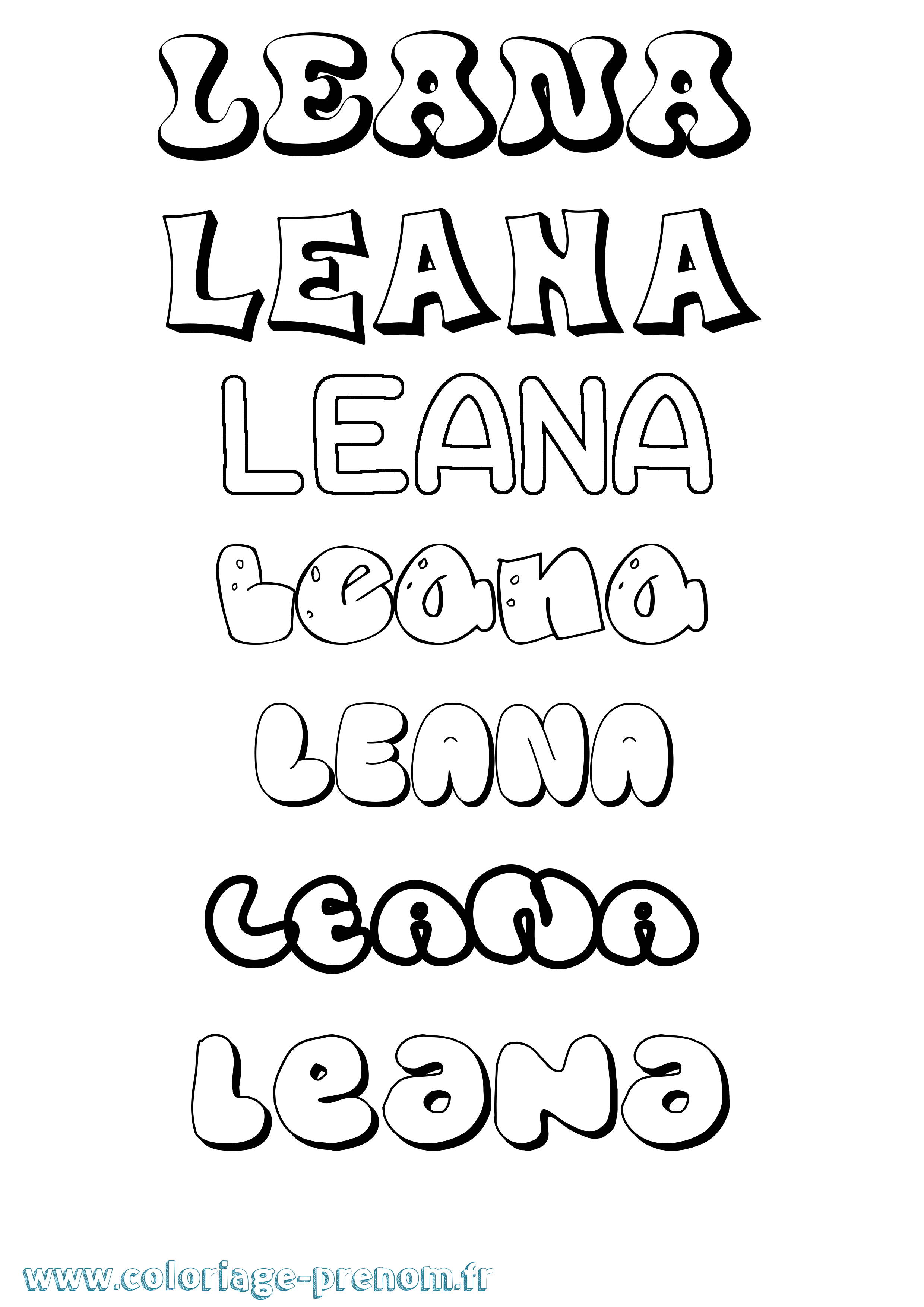 Coloriage Leana Coloriage prénom Leana