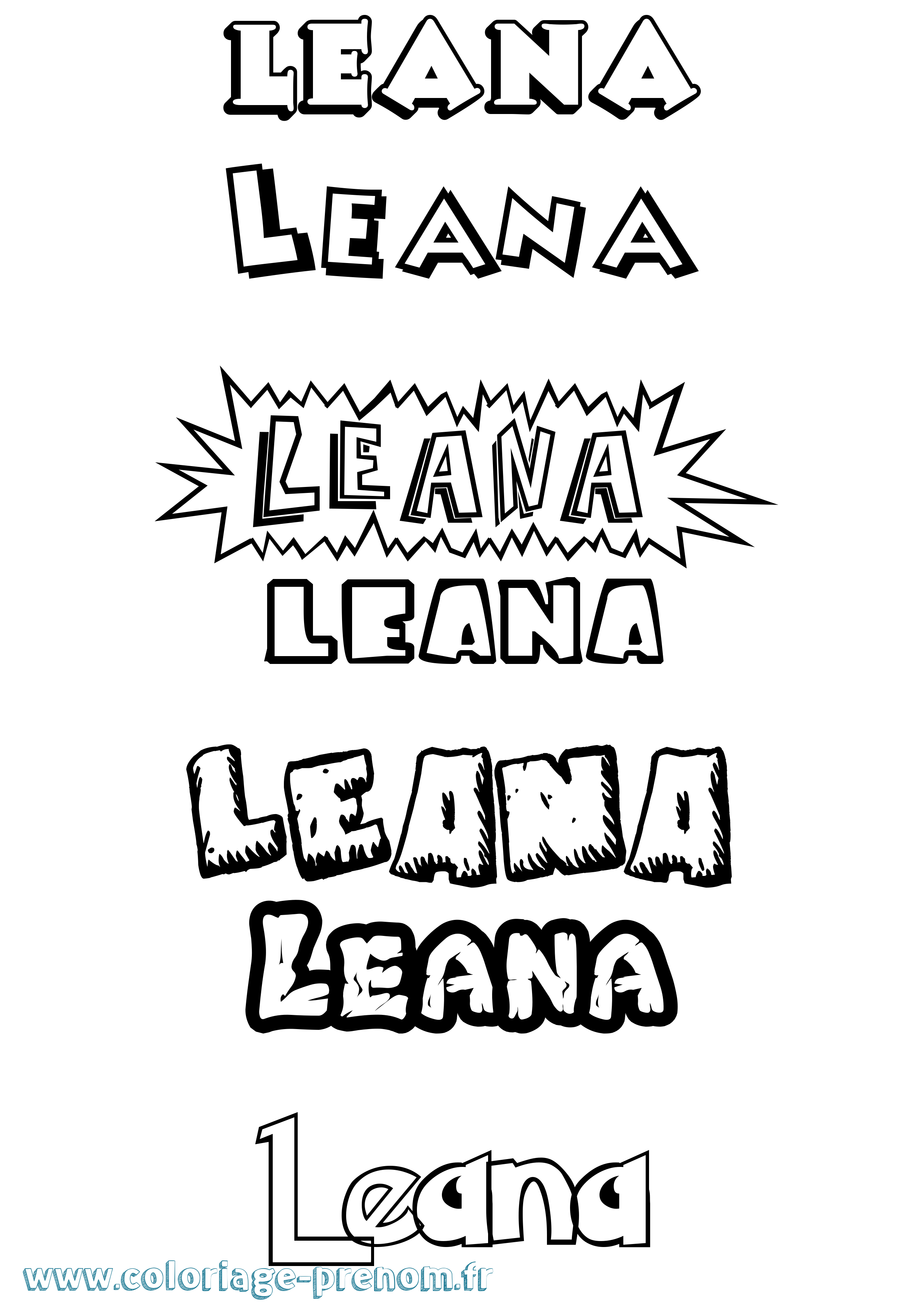 Coloriage Leana Coloriage prénom Leana