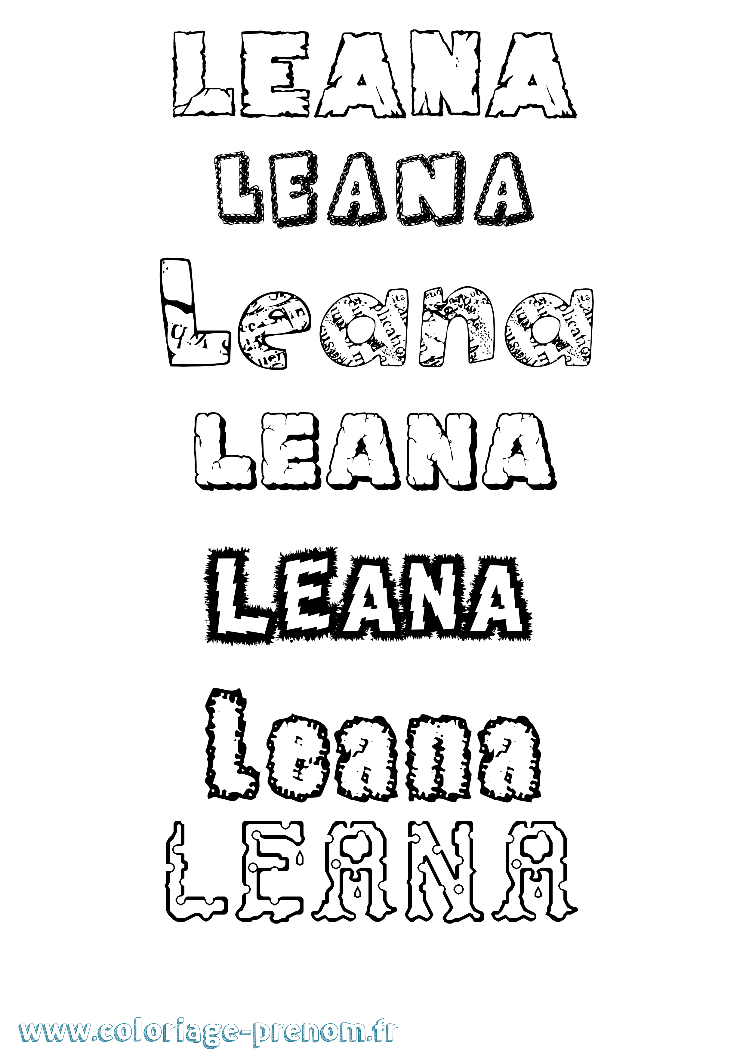 Coloriage prénom Leana