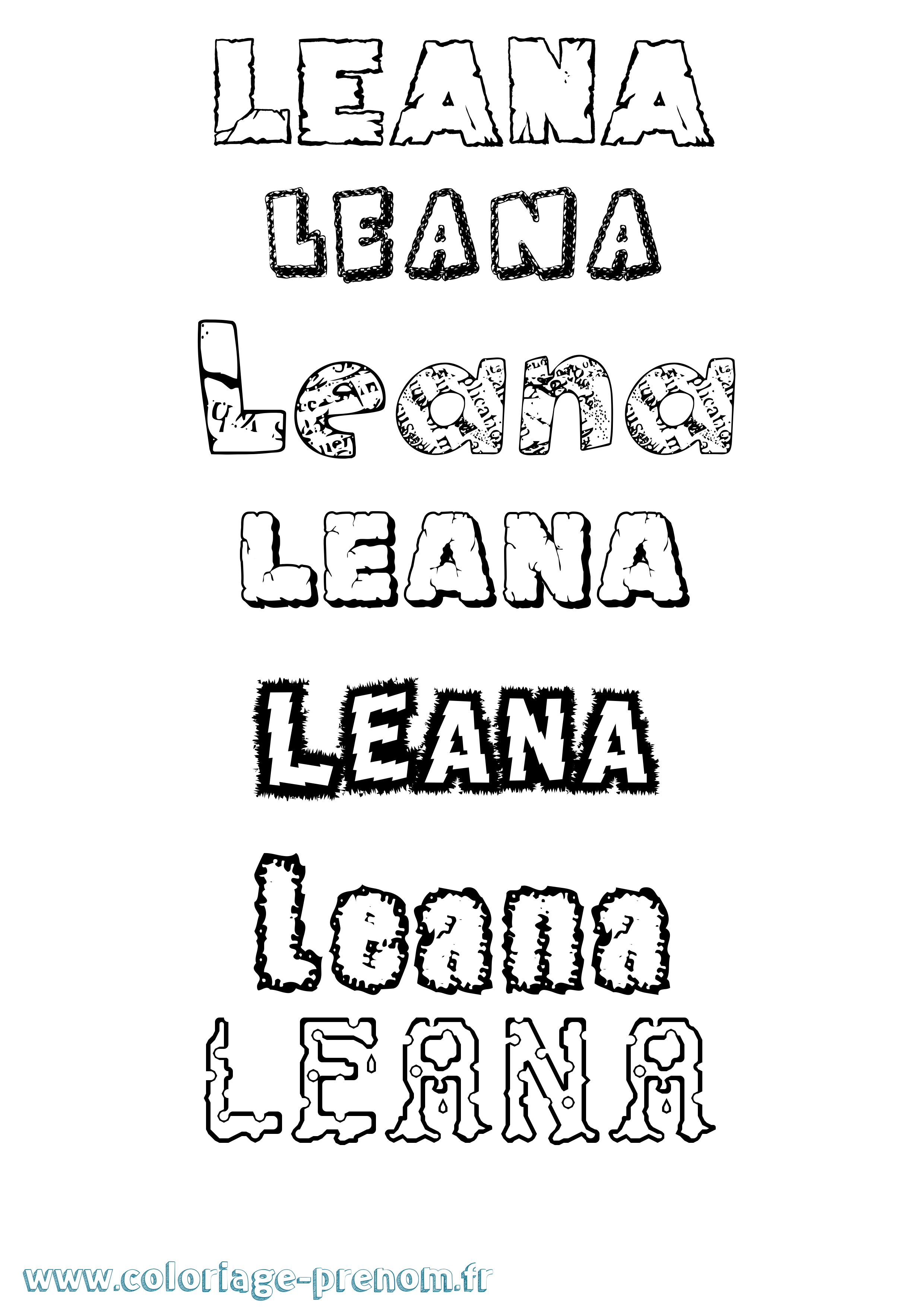 Coloriage Leana Coloriage prénom Leana