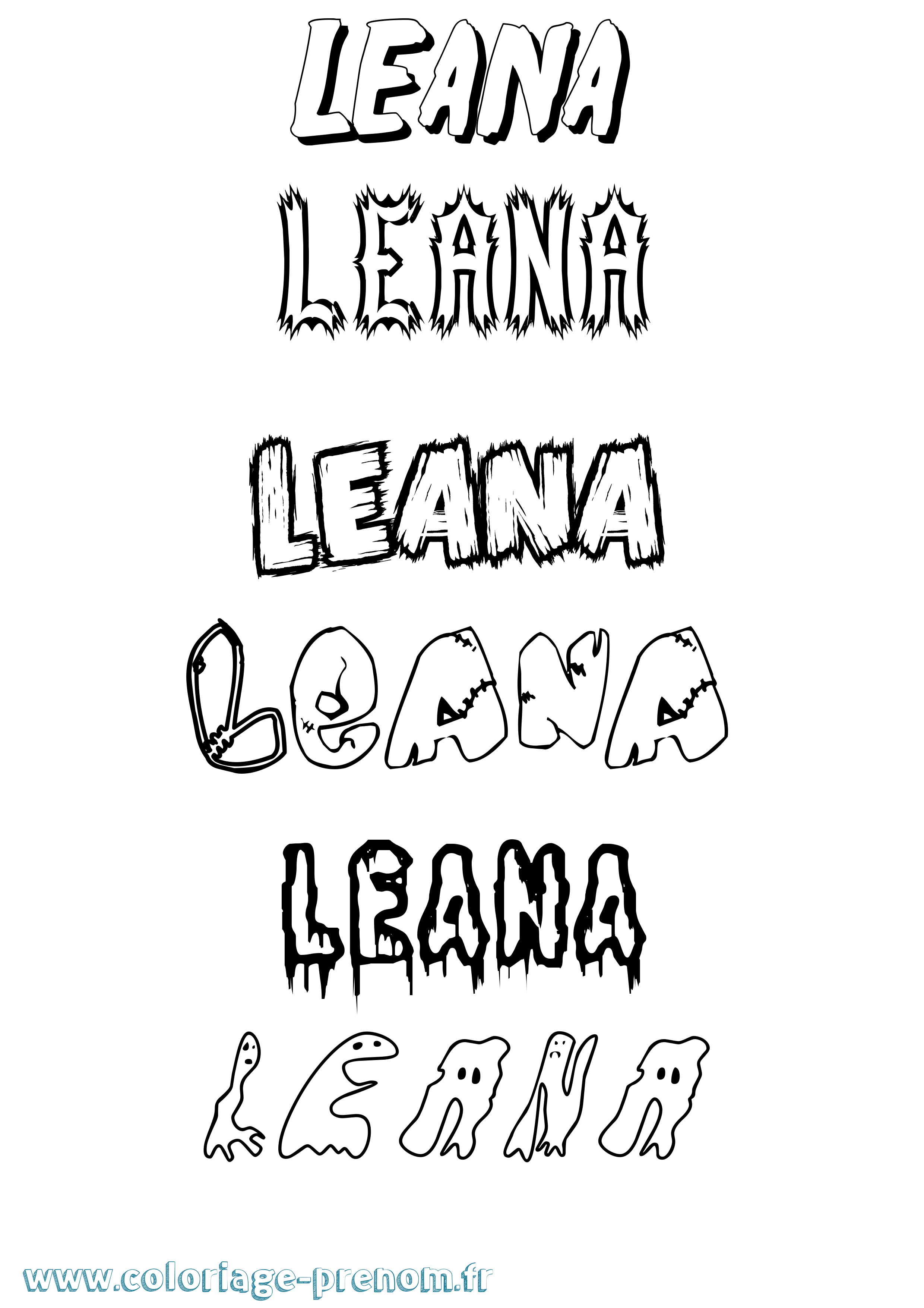 Coloriage Leana Coloriage prénom Leana