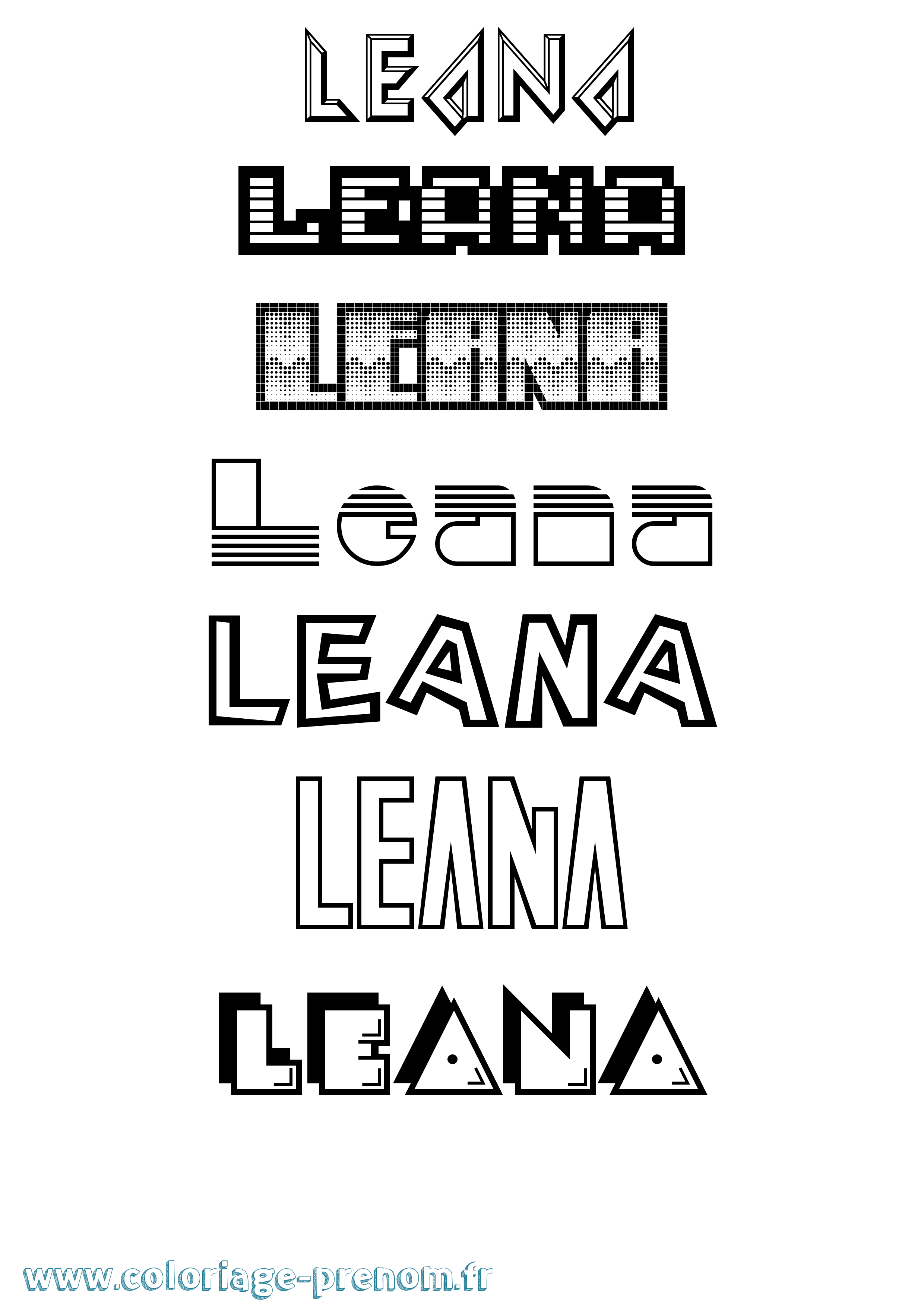 Coloriage Leana Coloriage prénom Leana