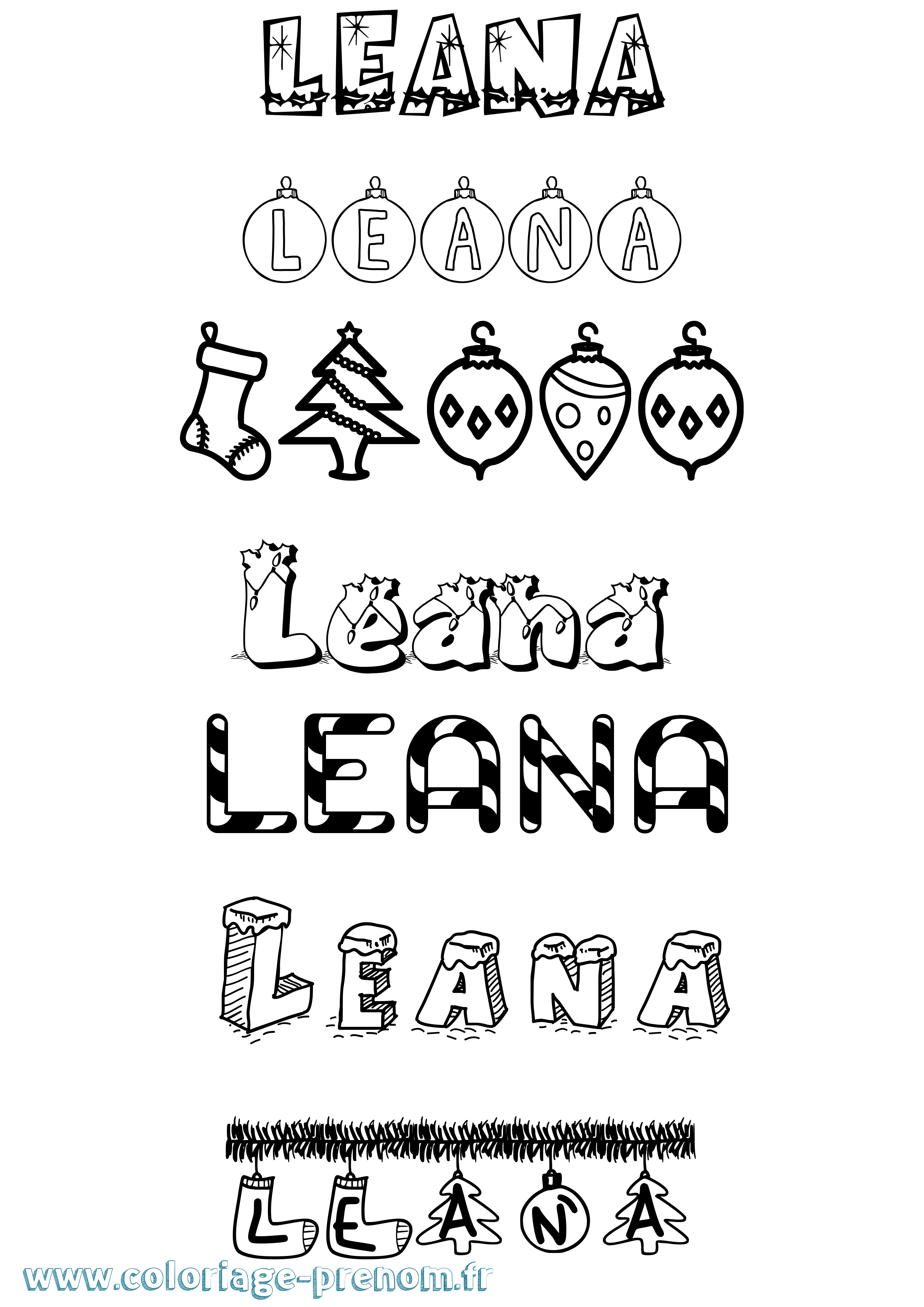 Coloriage Leana Coloriage prénom Leana