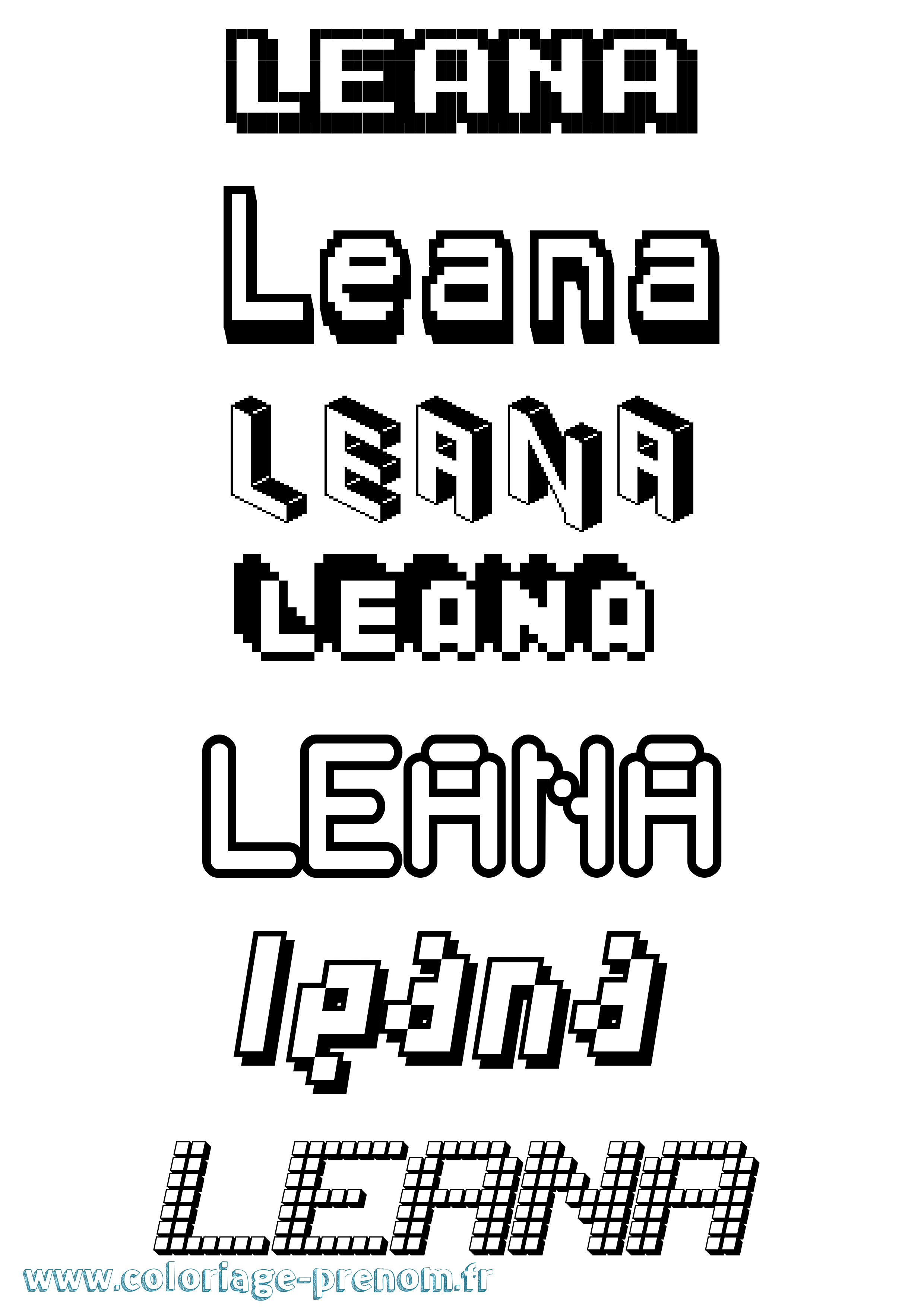 Coloriage Leana Coloriage prénom Leana