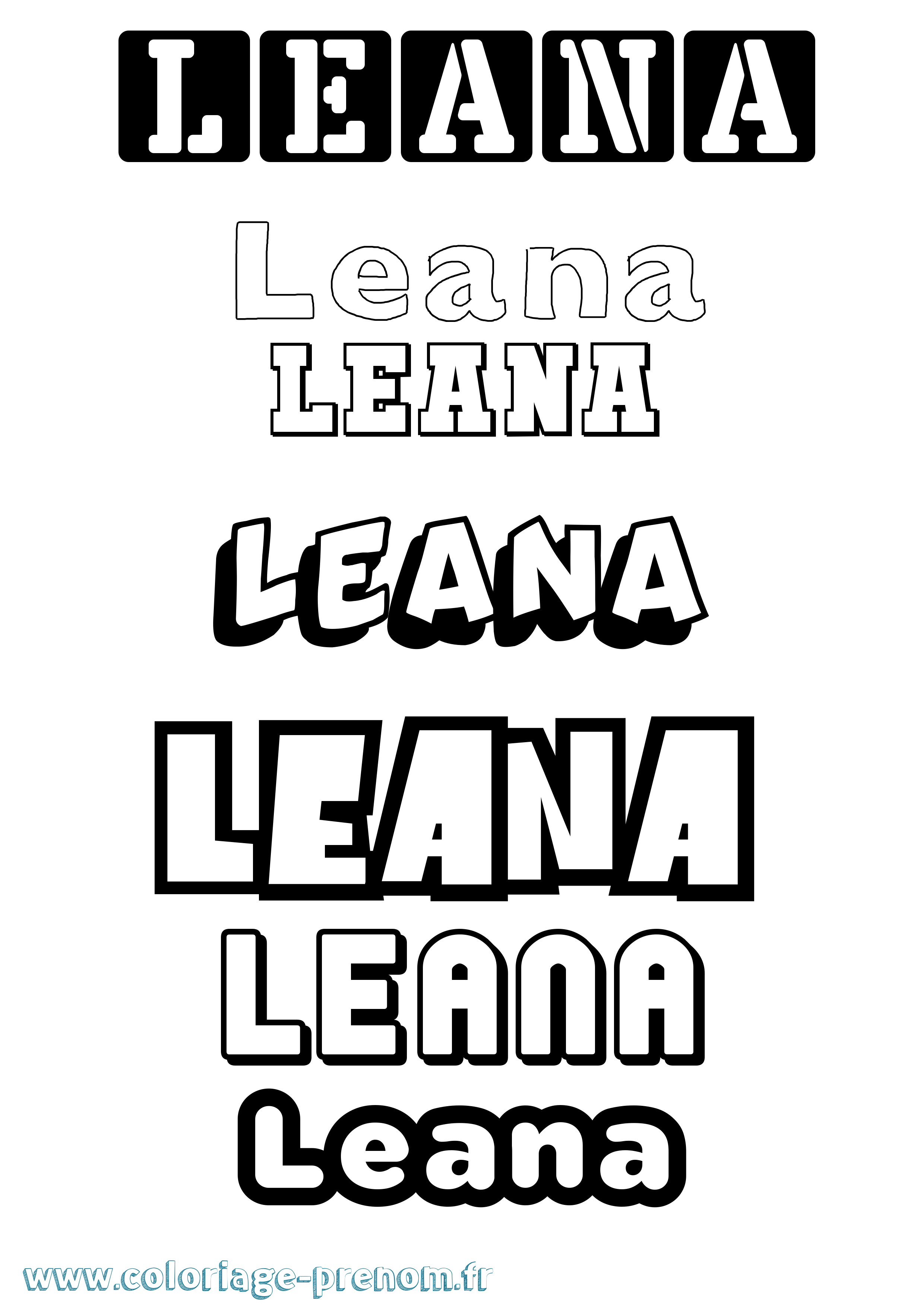 Coloriage prénom Leana Simple