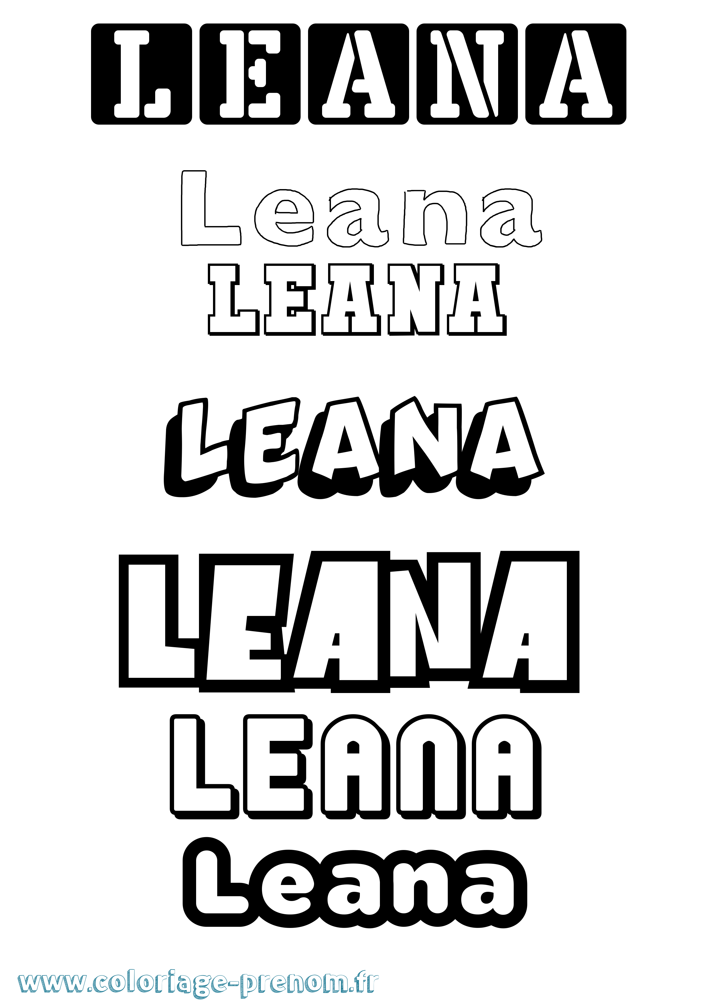 Coloriage Leana Coloriage prénom Leana