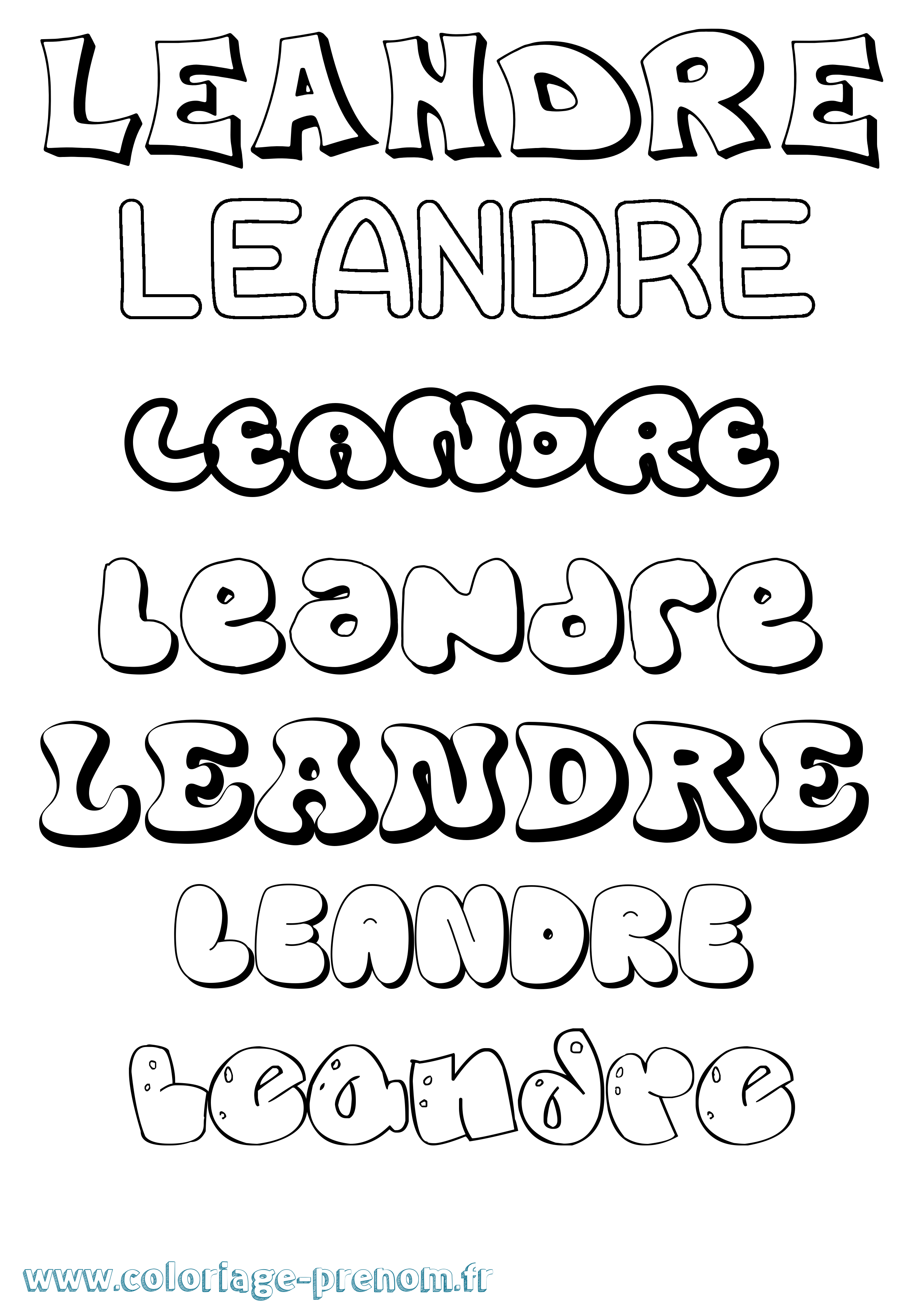 Coloriage Leandre Bubble Coloriage prénom Leandre Bubble
