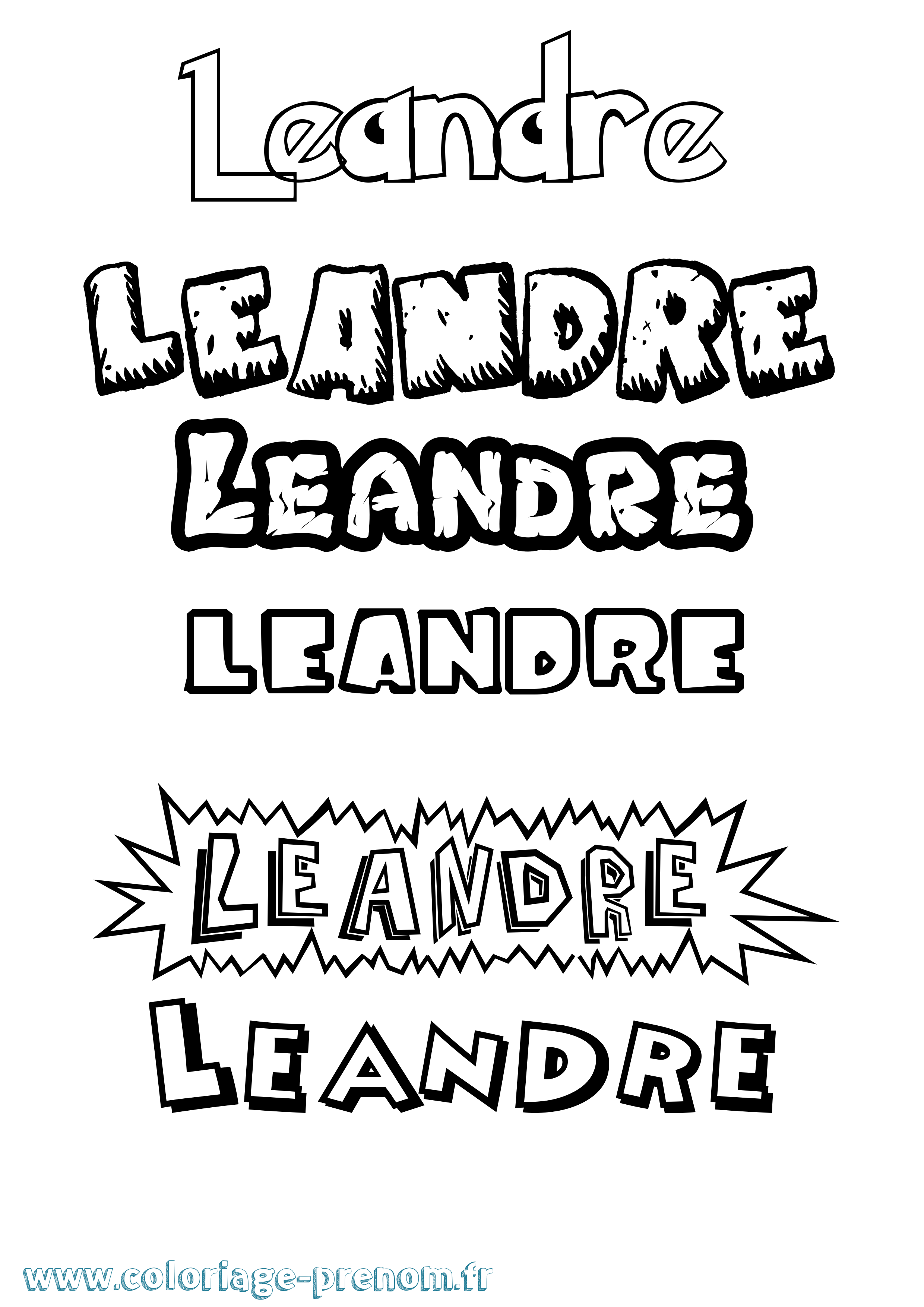 Coloriage Leandre Dessin Animé Coloriage prénom Leandre Dessin Animé
