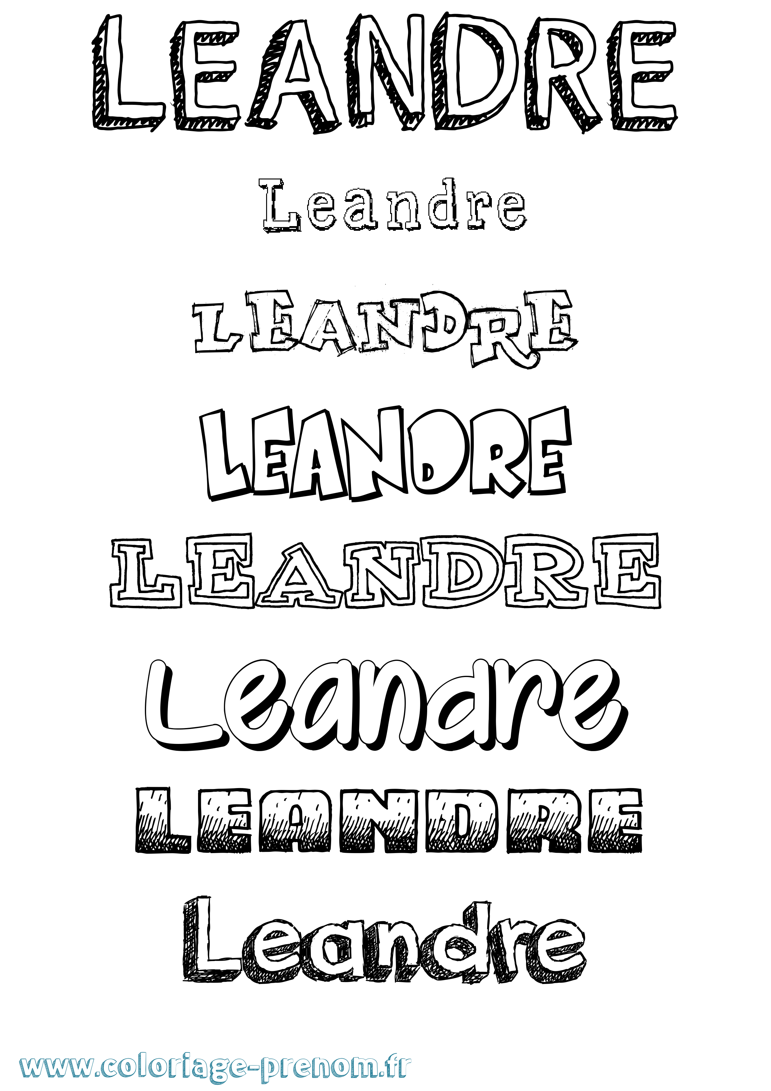 Coloriage Leandre Dessiné Coloriage prénom Leandre Dessiné