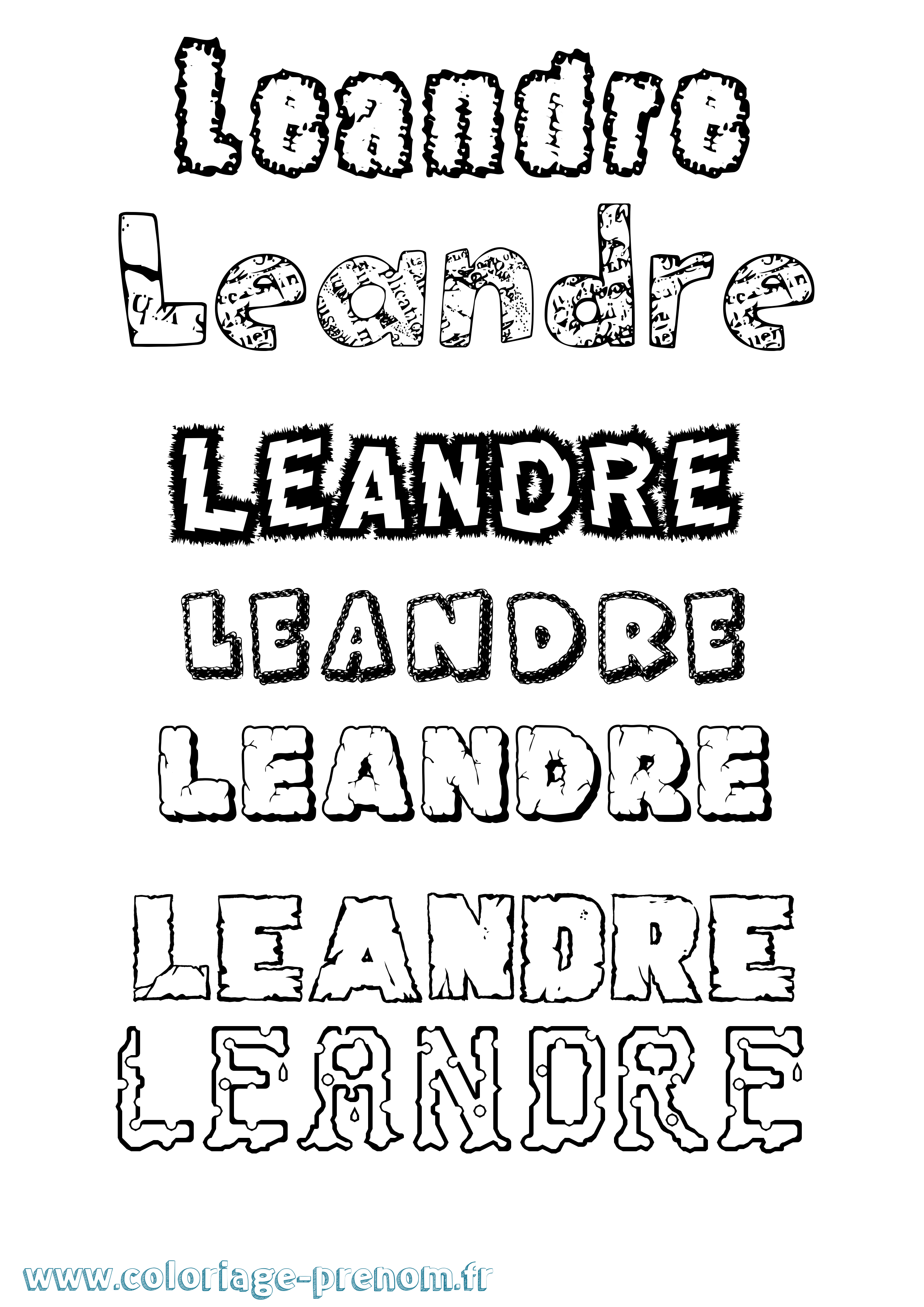 Coloriage Leandre Destructuré Coloriage prénom Leandre Destructuré