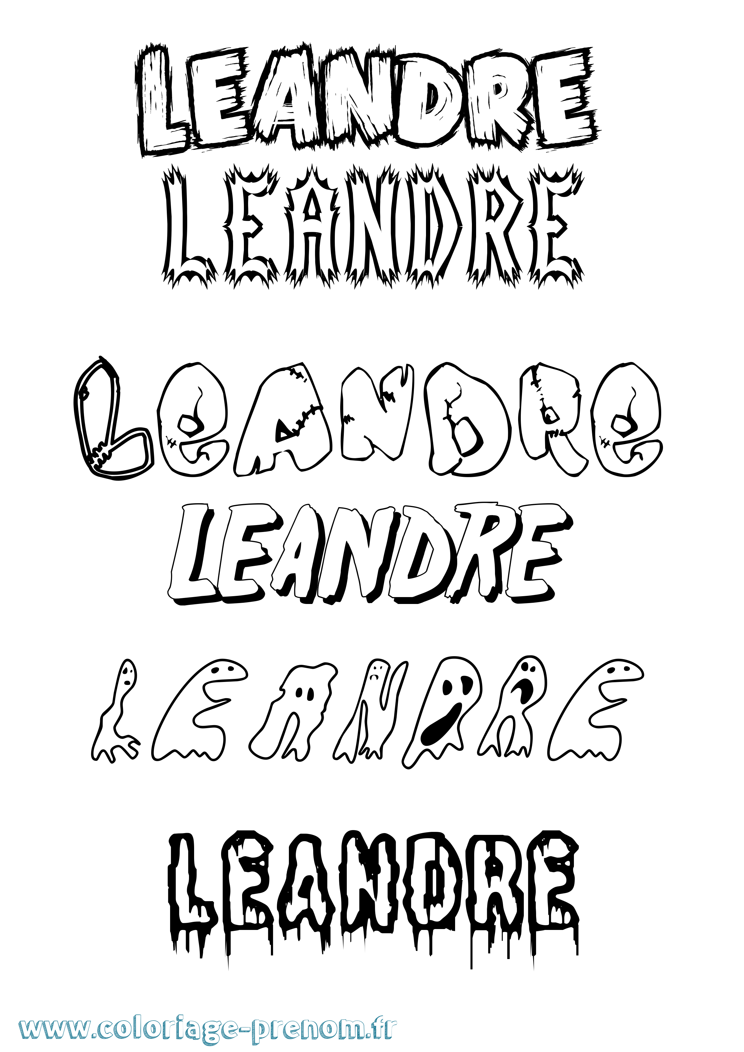 Coloriage Leandre Frisson Coloriage prénom Leandre Frisson