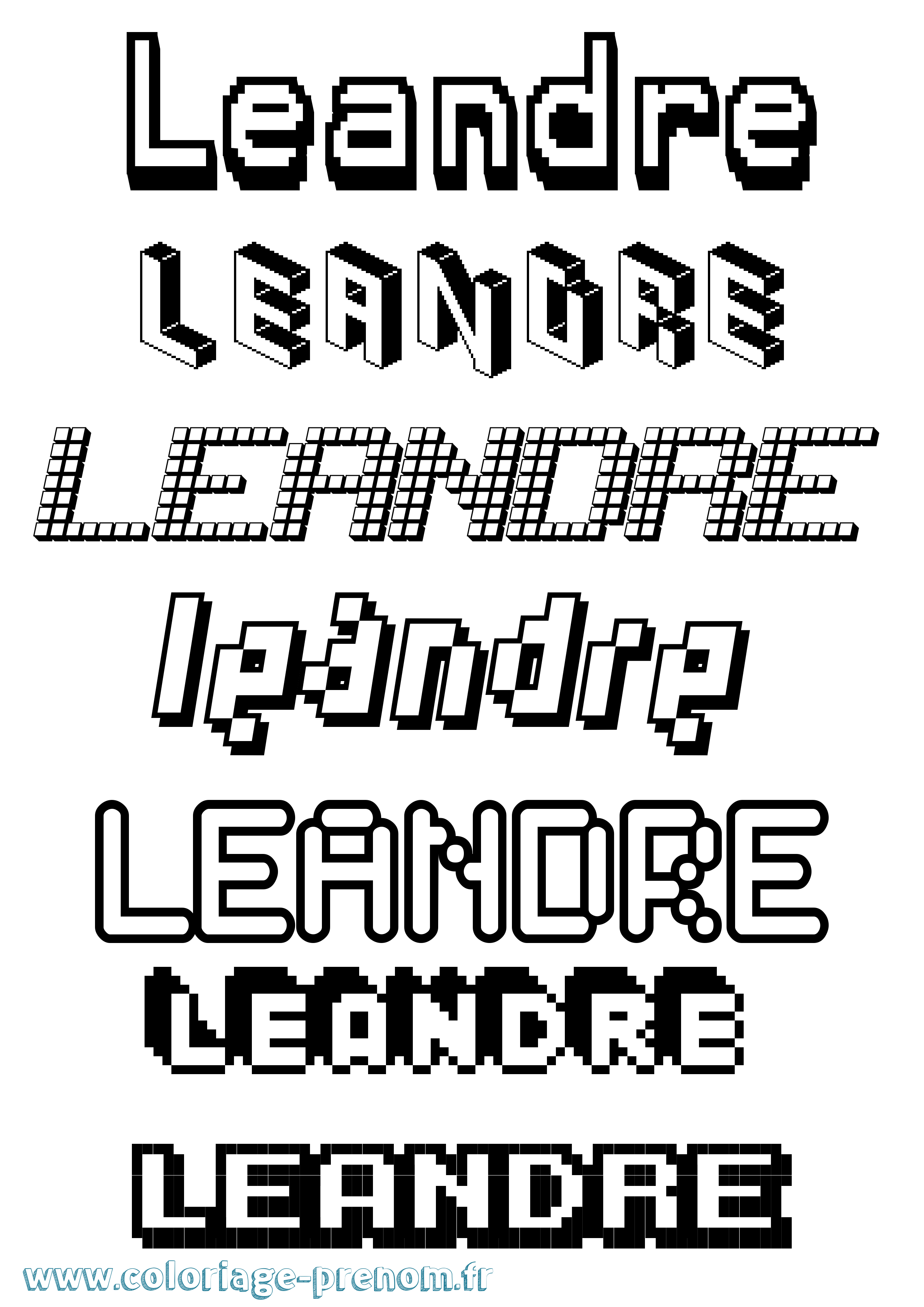 Coloriage Leandre Pixel Coloriage prénom Leandre Pixel