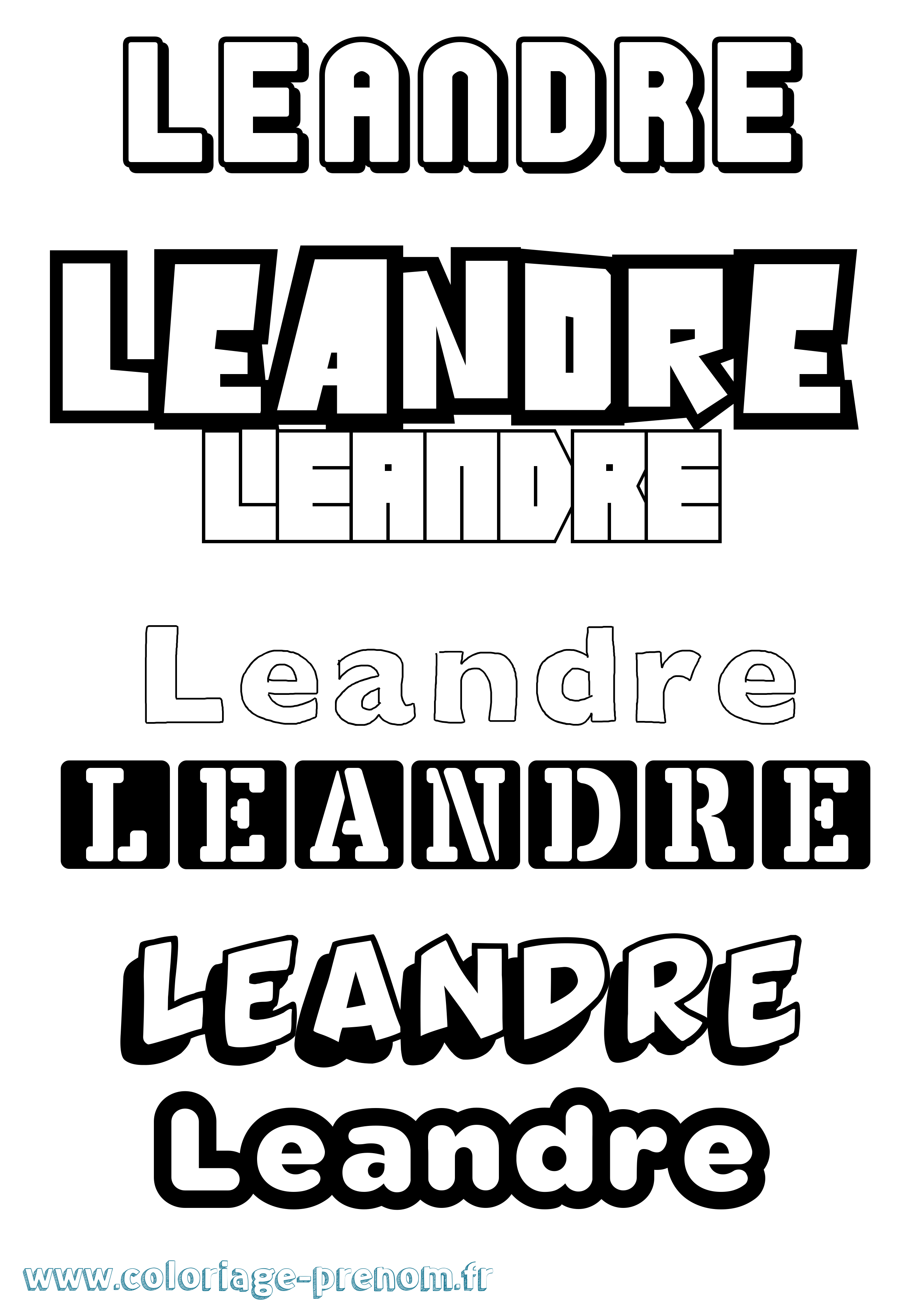Coloriage Leandre Simple Coloriage prénom Leandre Simple