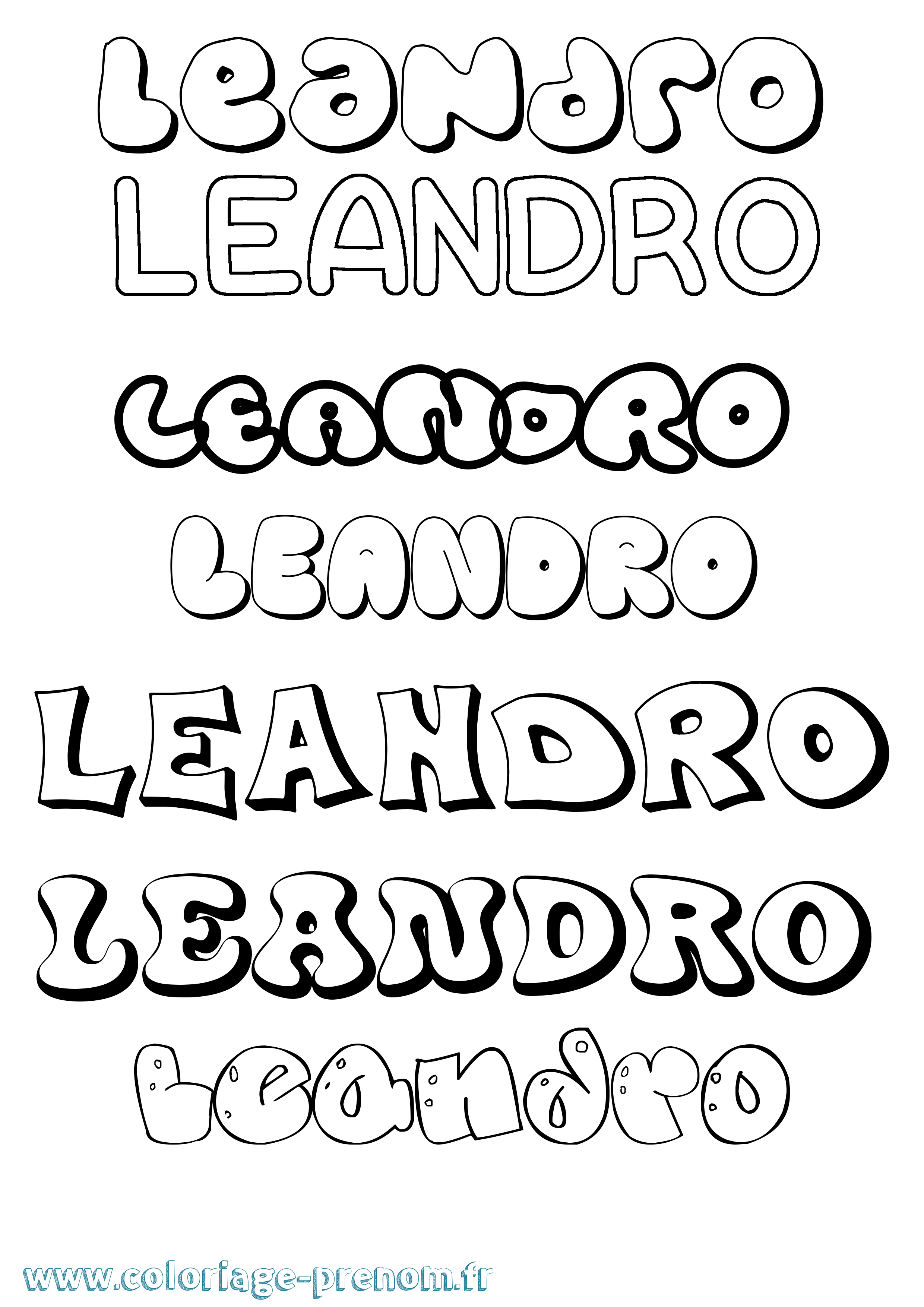 Coloriage prénom Leandro Bubble