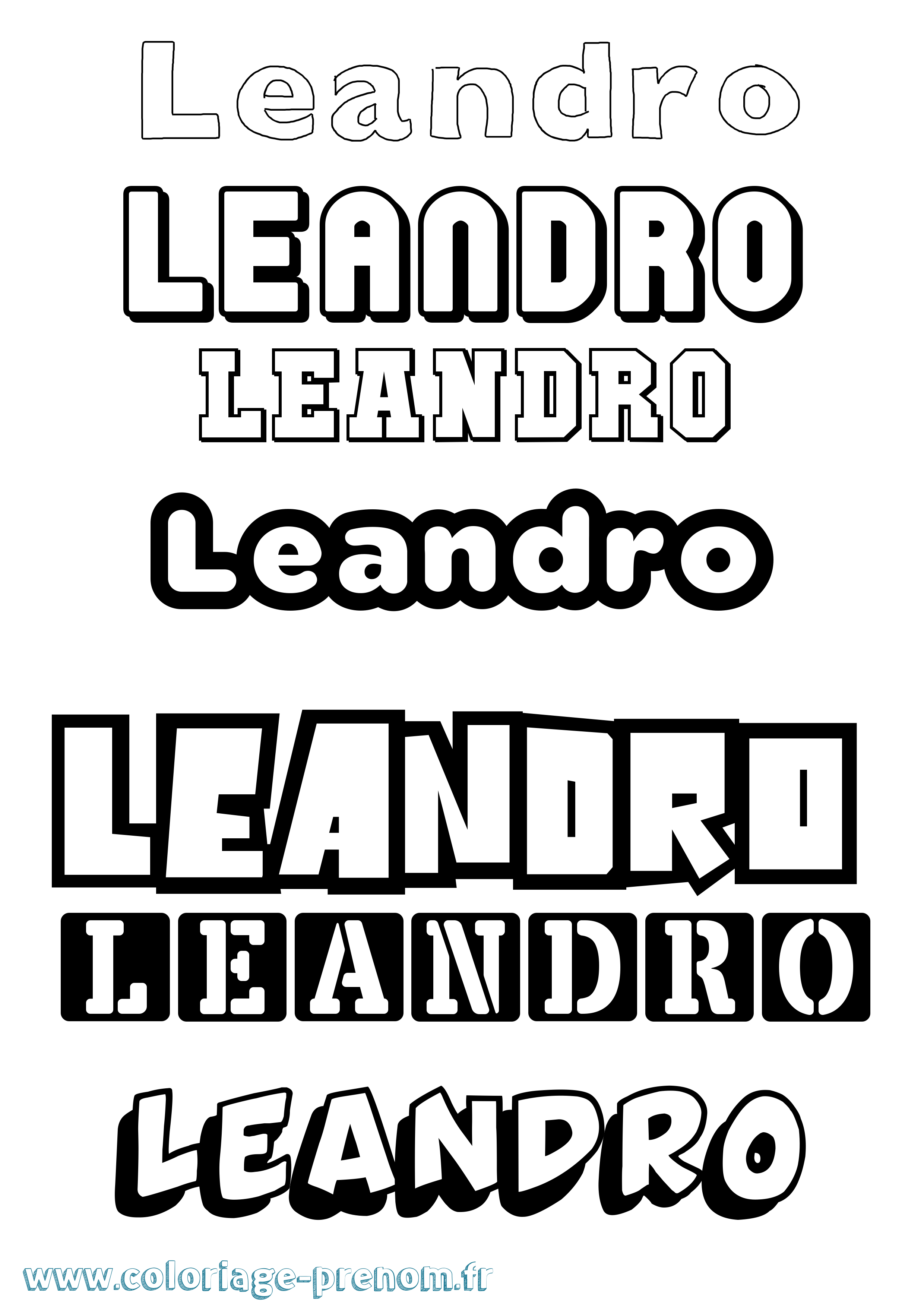 Coloriage prénom Leandro Simple
