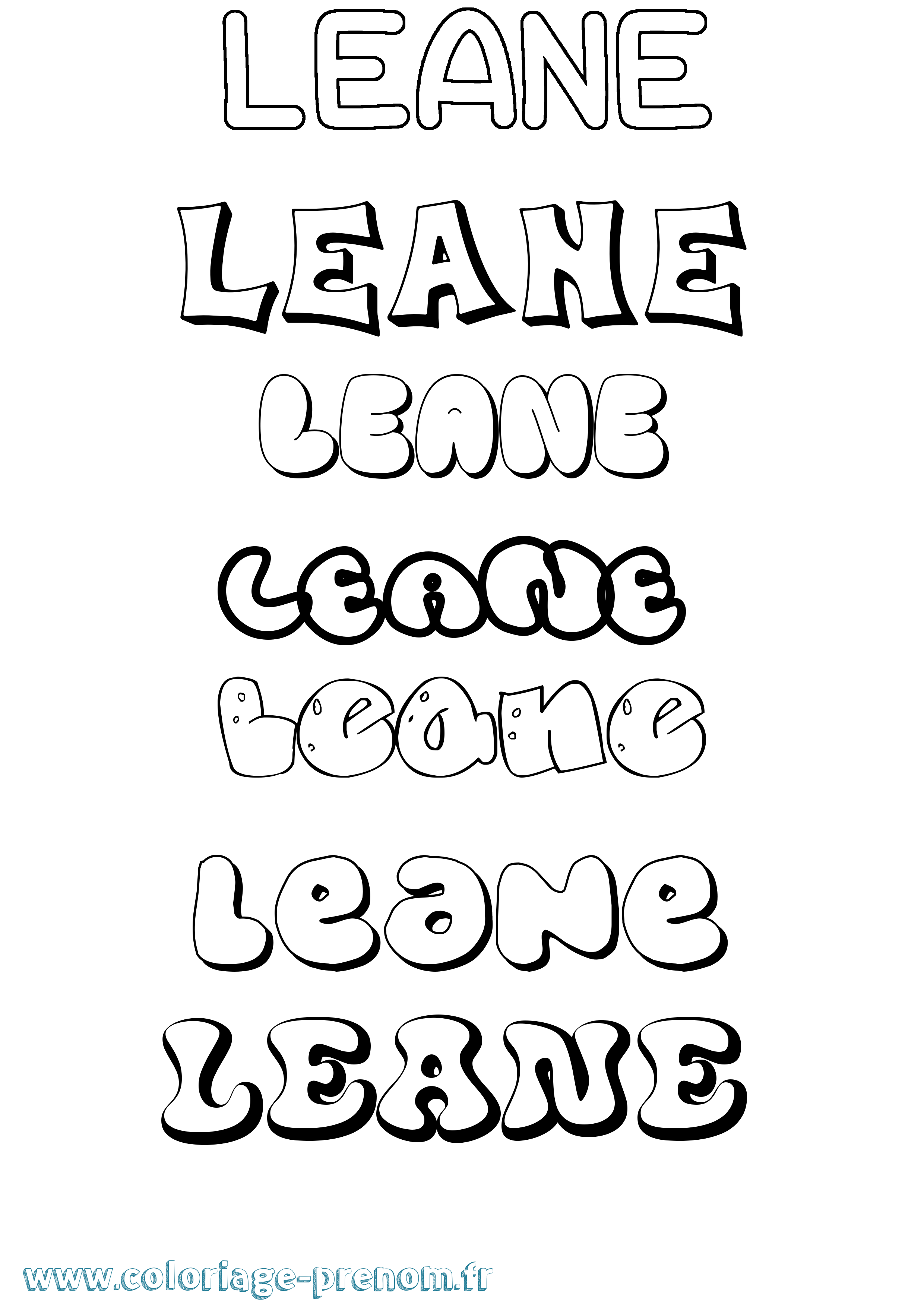 Coloriage Leane Bubble Coloriage prénom Leane Bubble