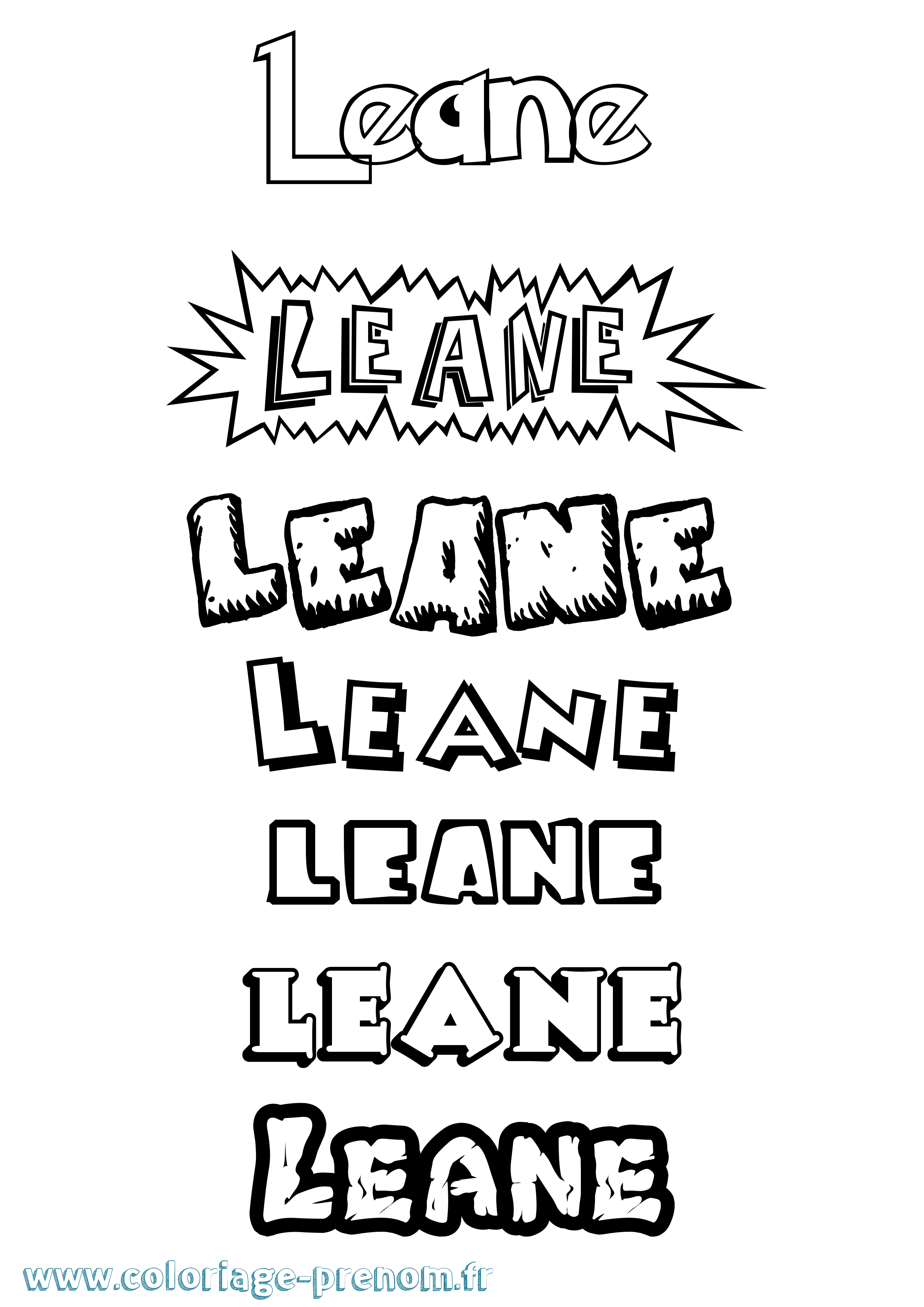 Coloriage Leane Dessin Animé Coloriage prénom Leane Dessin Animé