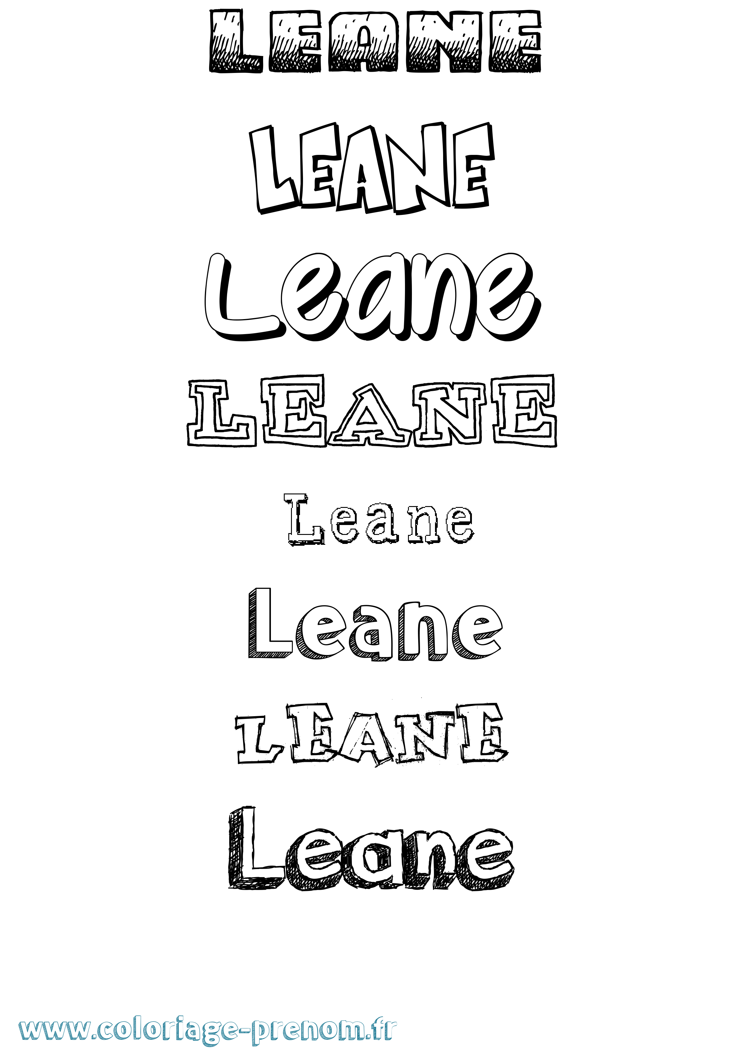 Coloriage prénom Leane