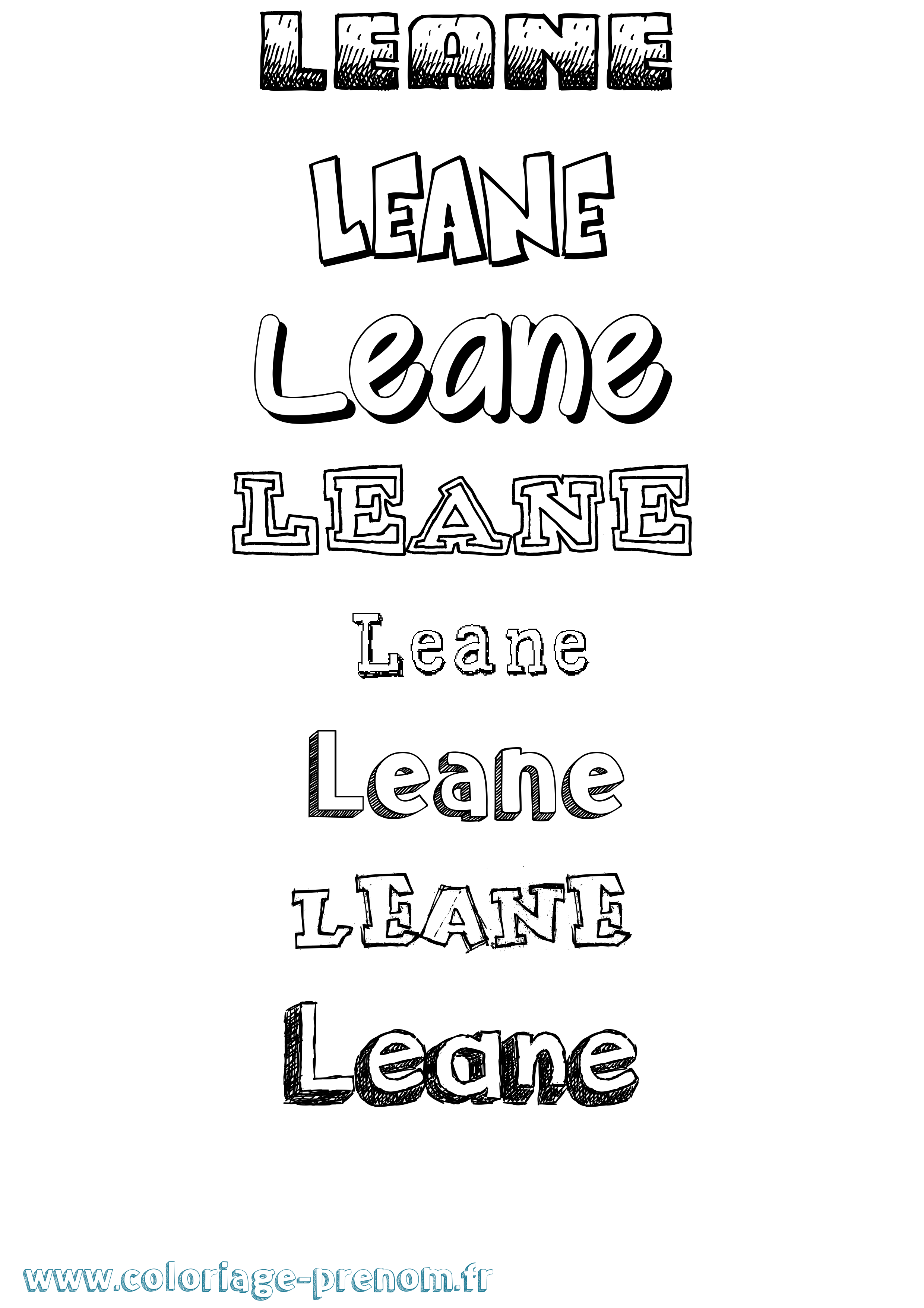 Coloriage Leane Dessiné Coloriage prénom Leane Dessiné