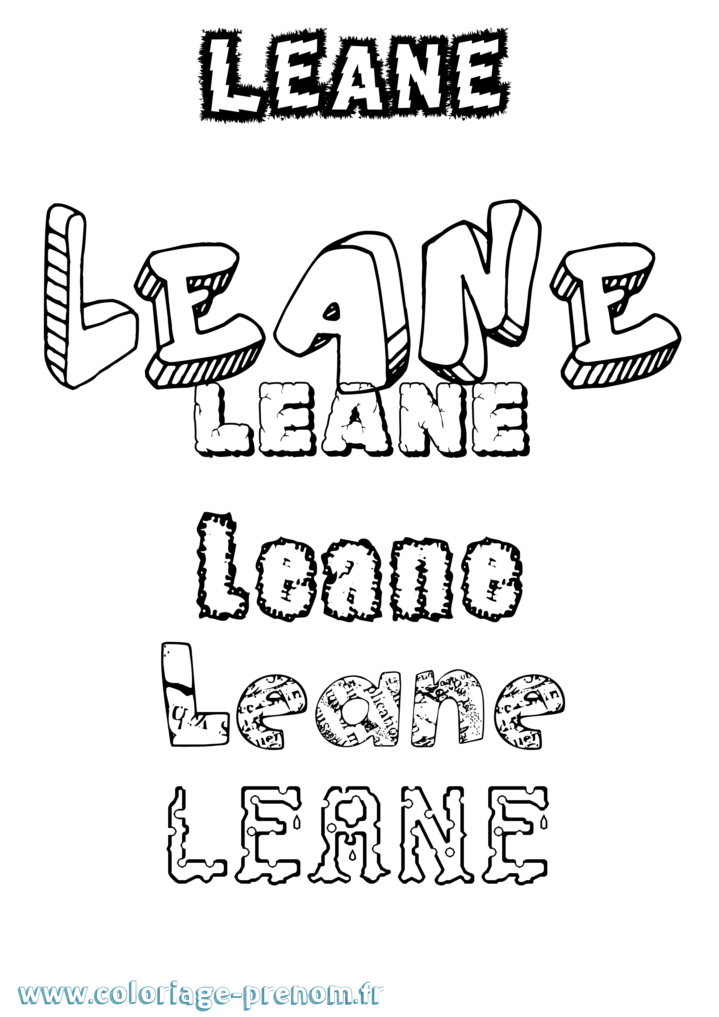 Coloriage Leane Destructuré Coloriage prénom Leane Destructuré