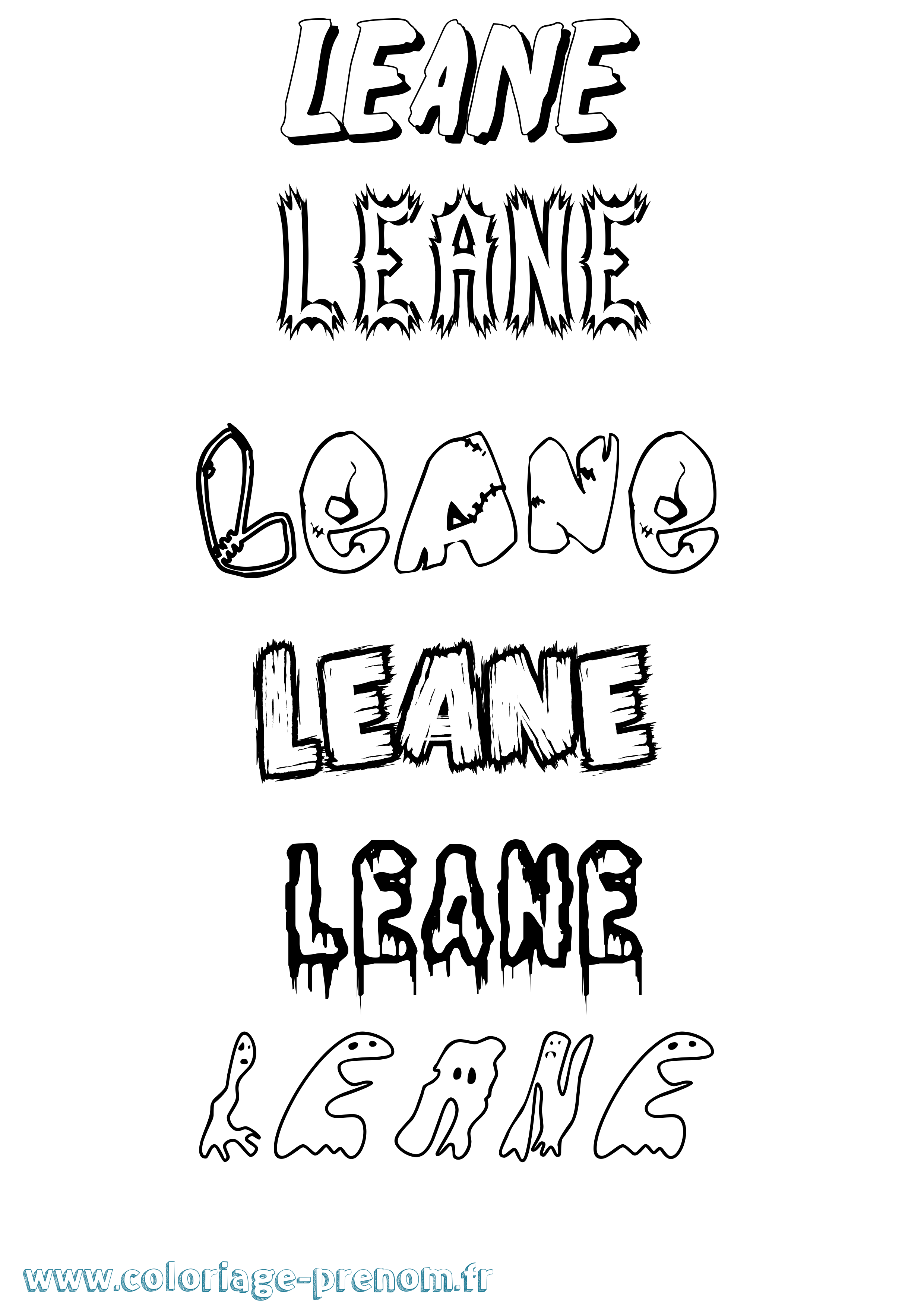 Coloriage Leane Frisson Coloriage prénom Leane Frisson
