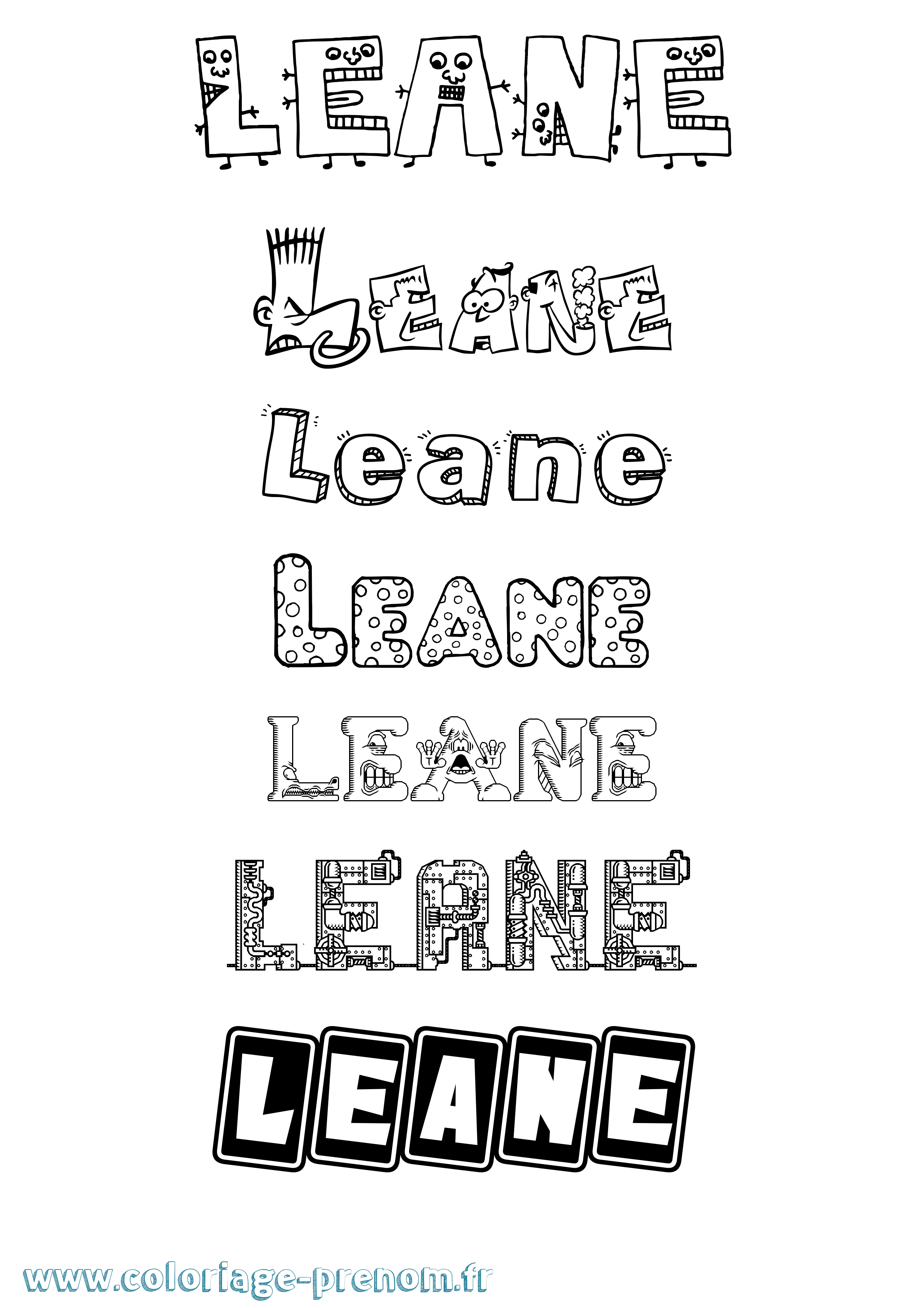 Coloriage Leane Fun Coloriage prénom Leane Fun