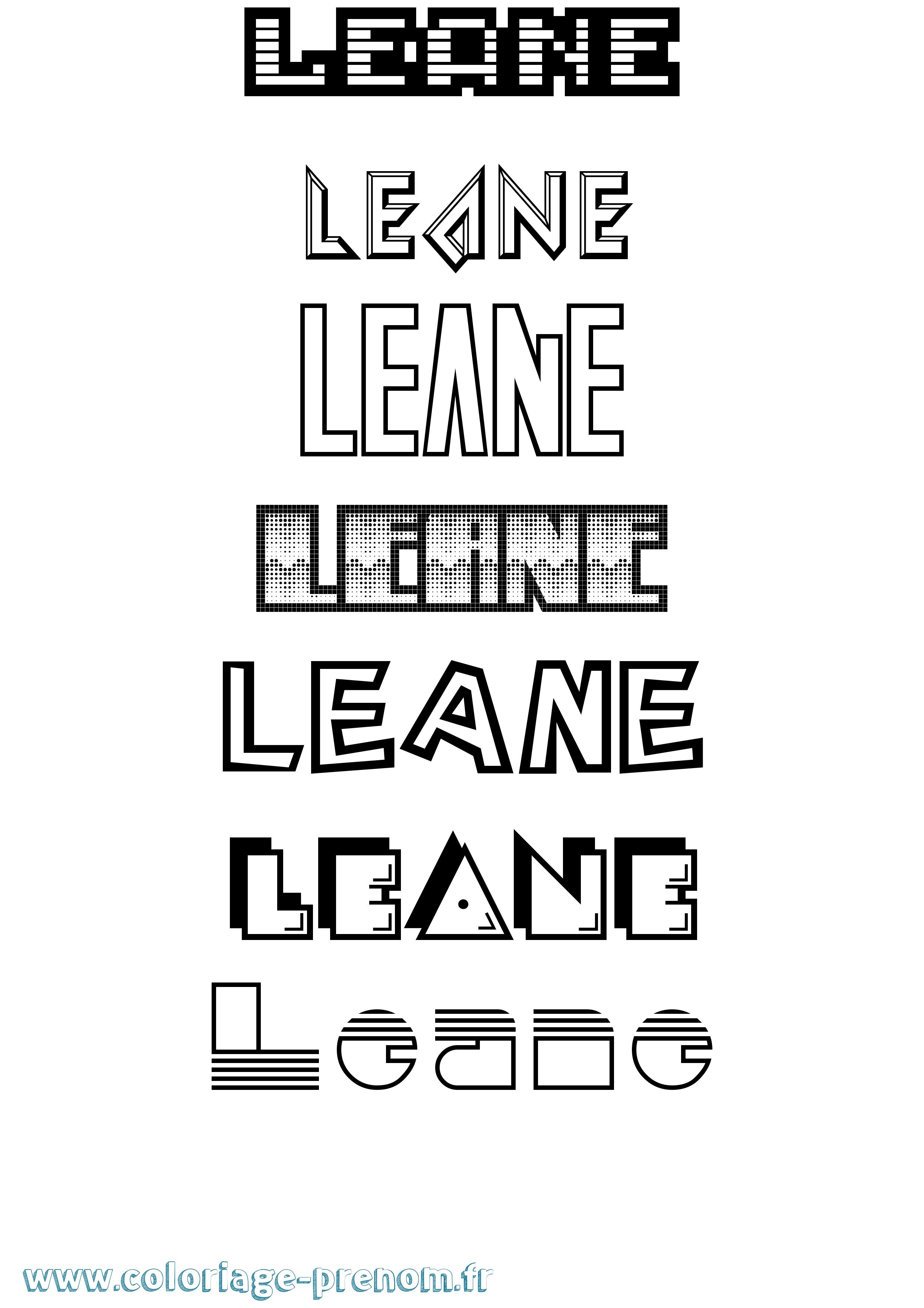 Coloriage Leane Jeux Vidéos Coloriage prénom Leane Jeux Vidéos