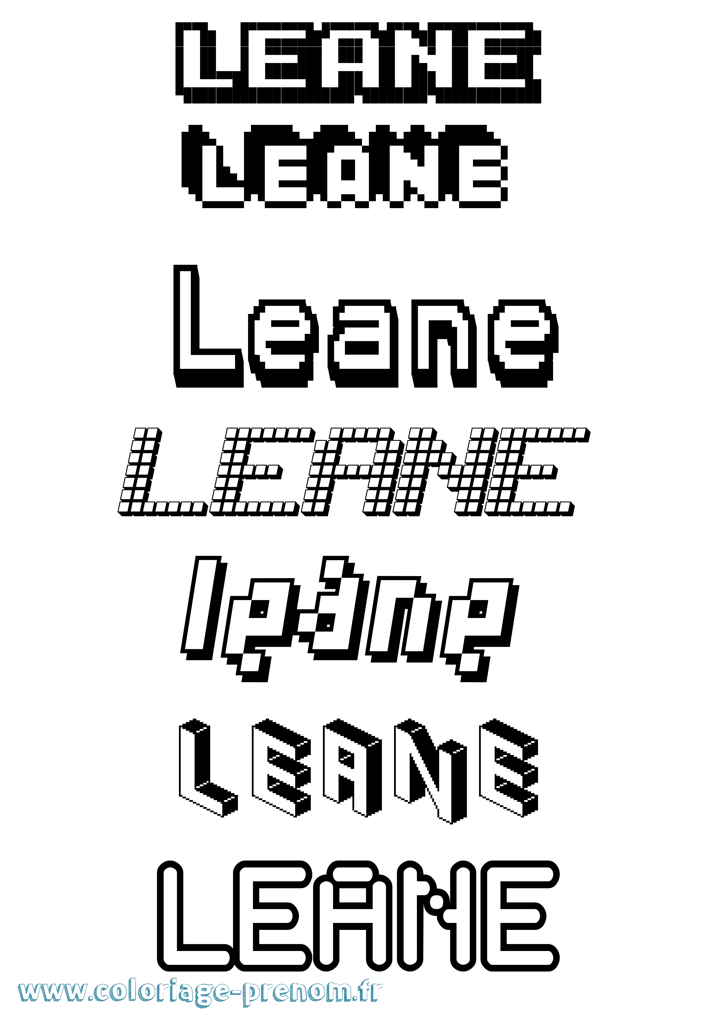 Coloriage Leane Pixel Coloriage prénom Leane Pixel