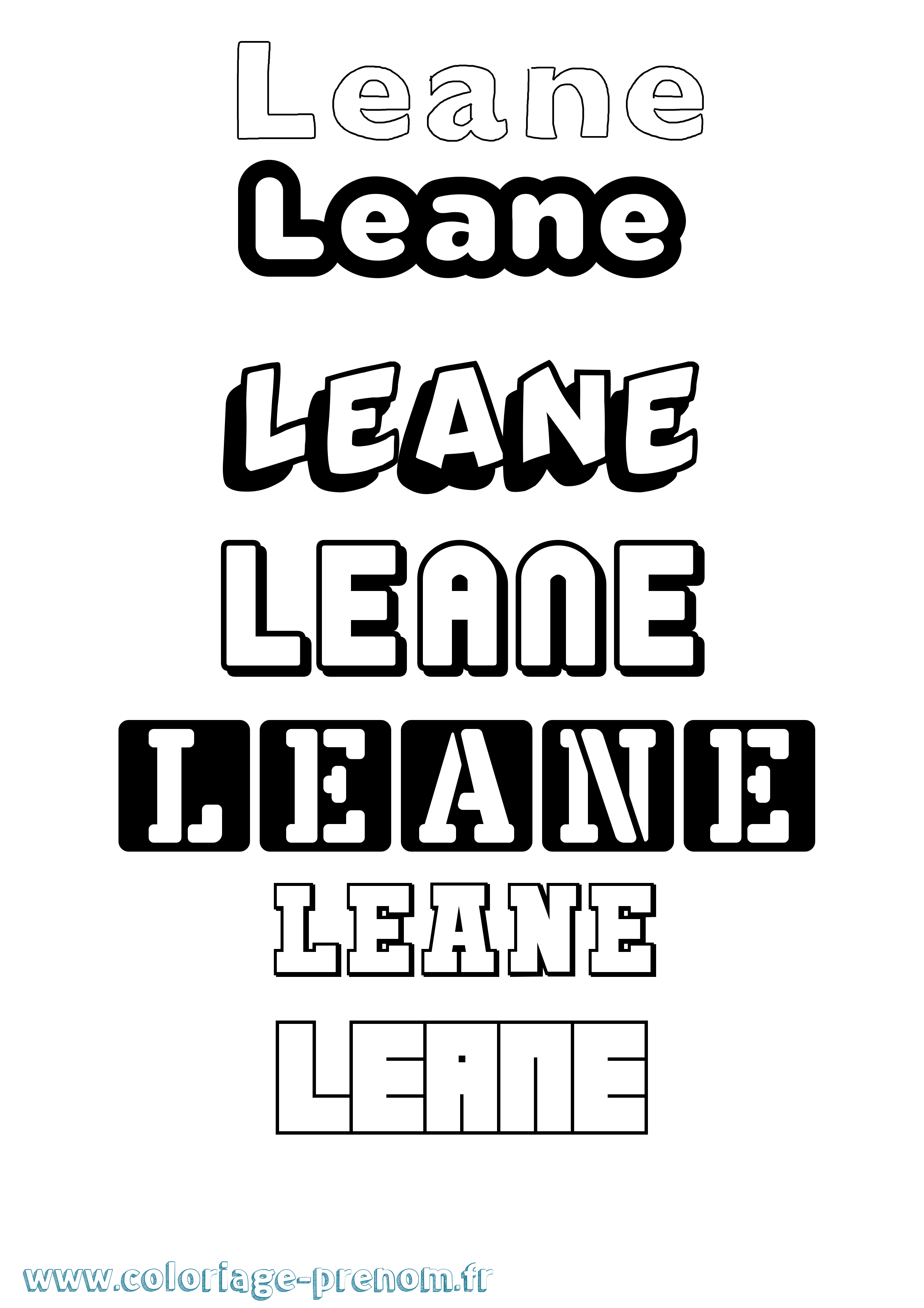 Coloriage Leane Simple Coloriage prénom Leane Simple