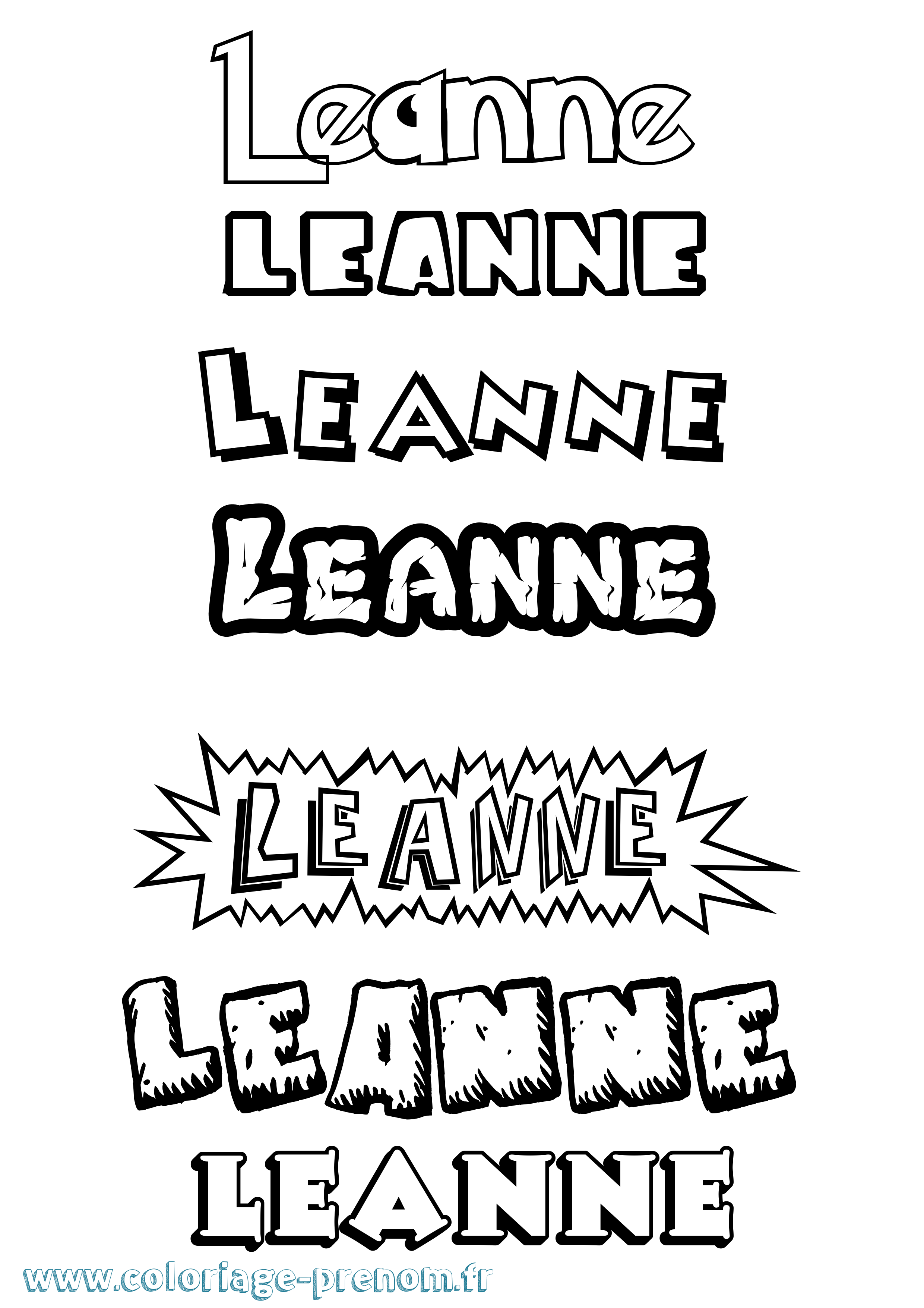 Coloriage prénom Leanne