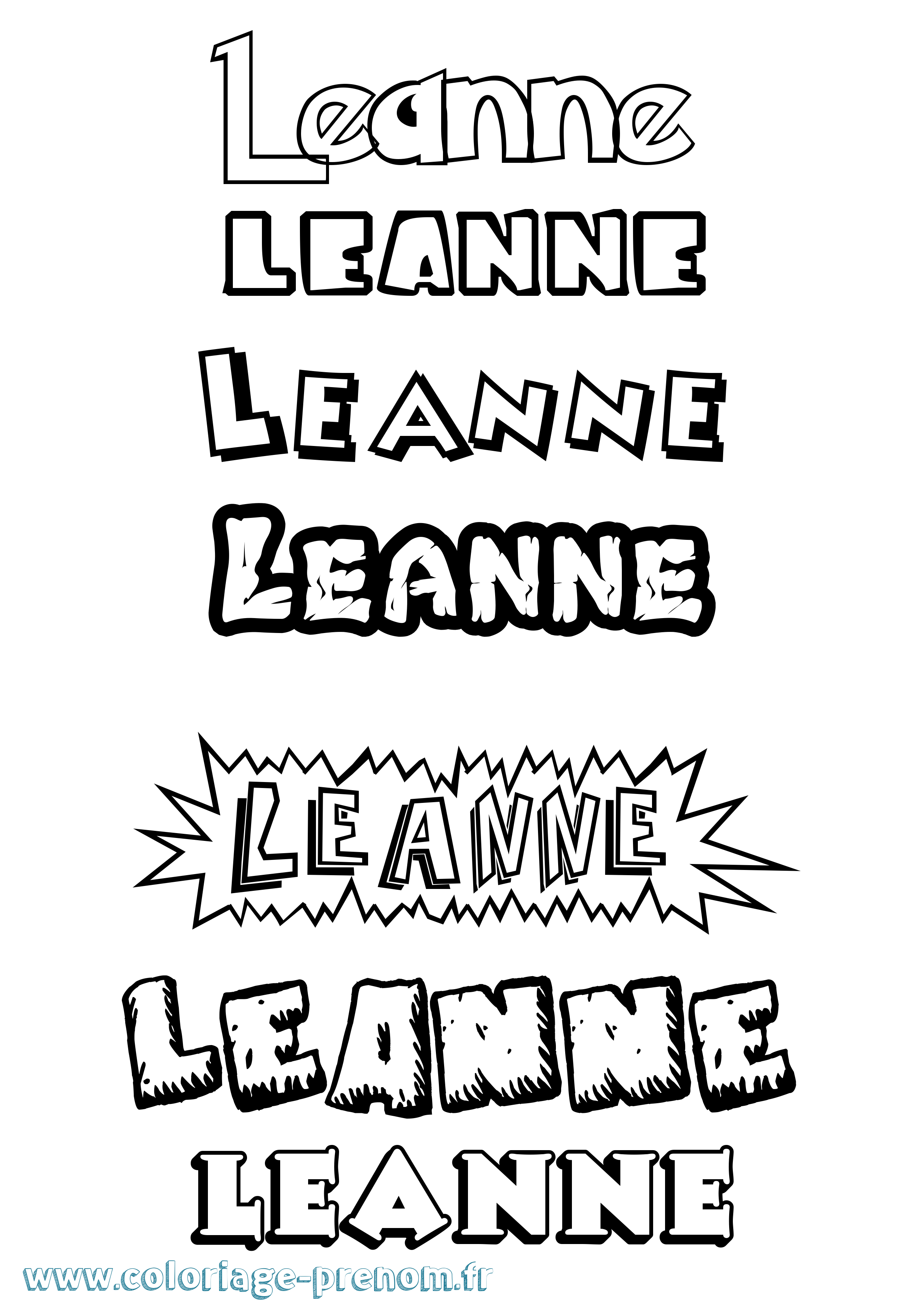 Coloriage Leanne Coloriage prénom Leanne