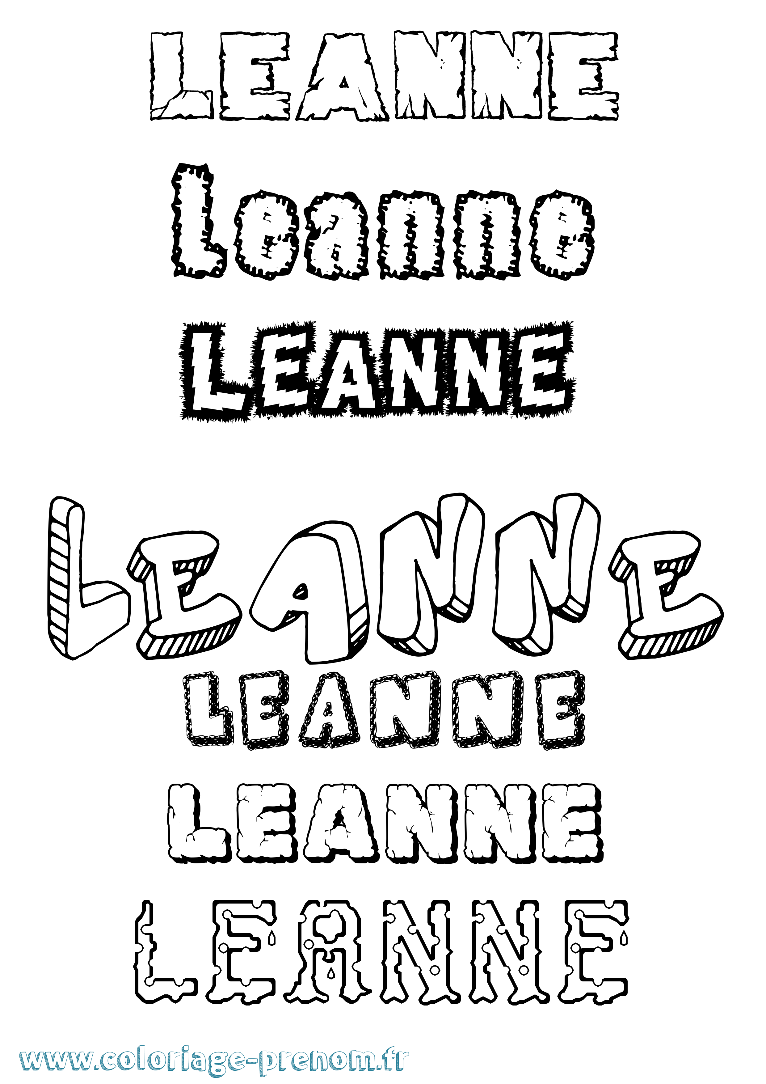Coloriage Leanne Coloriage prénom Leanne
