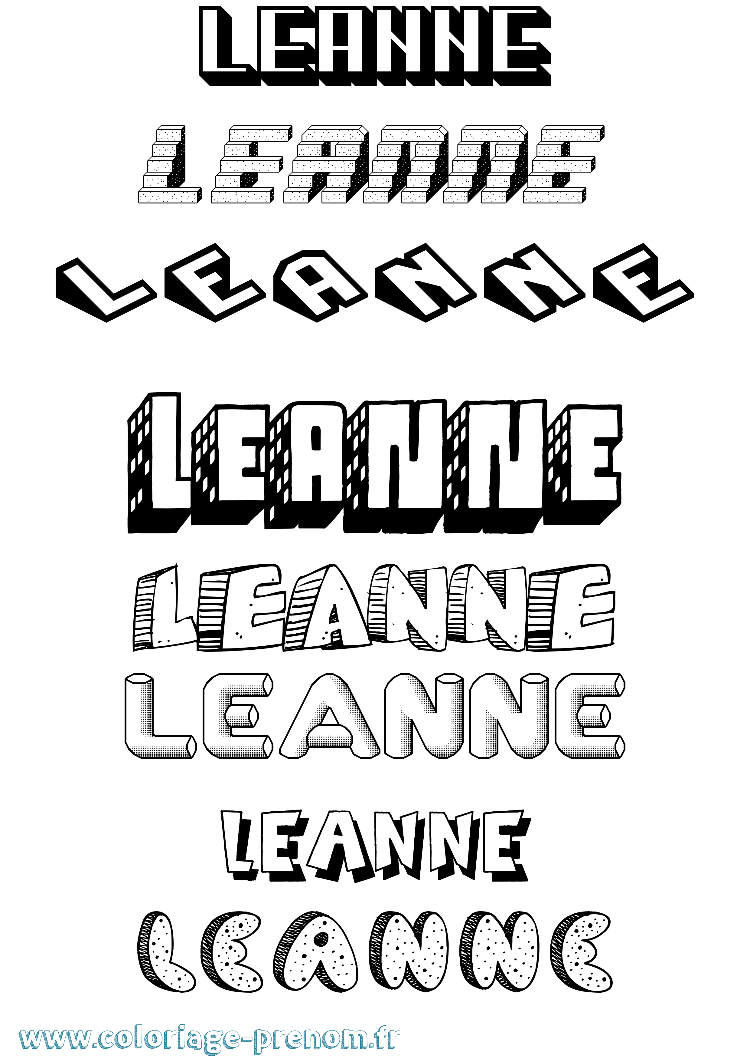 Coloriage Leanne Coloriage prénom Leanne