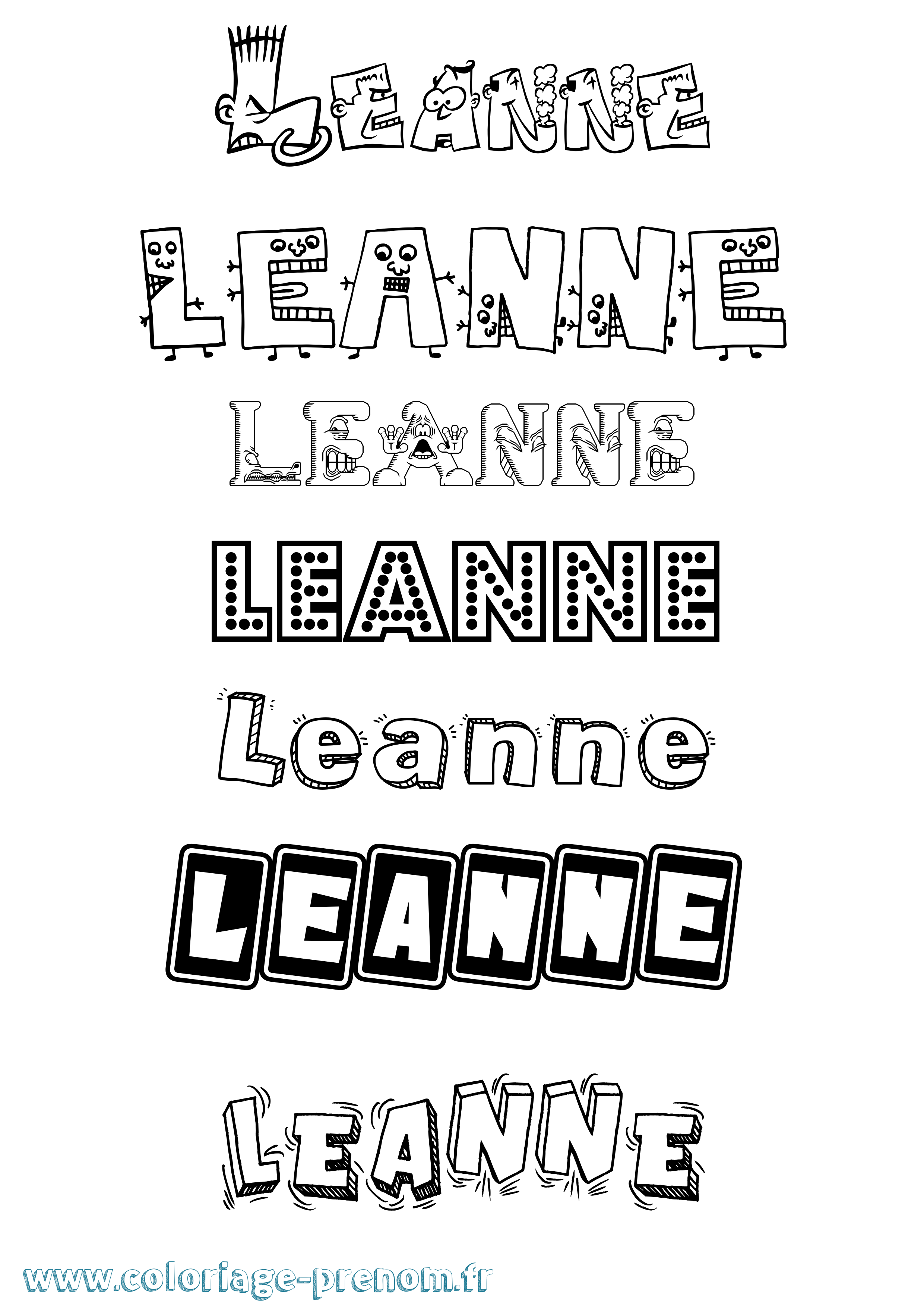Coloriage prénom Leanne