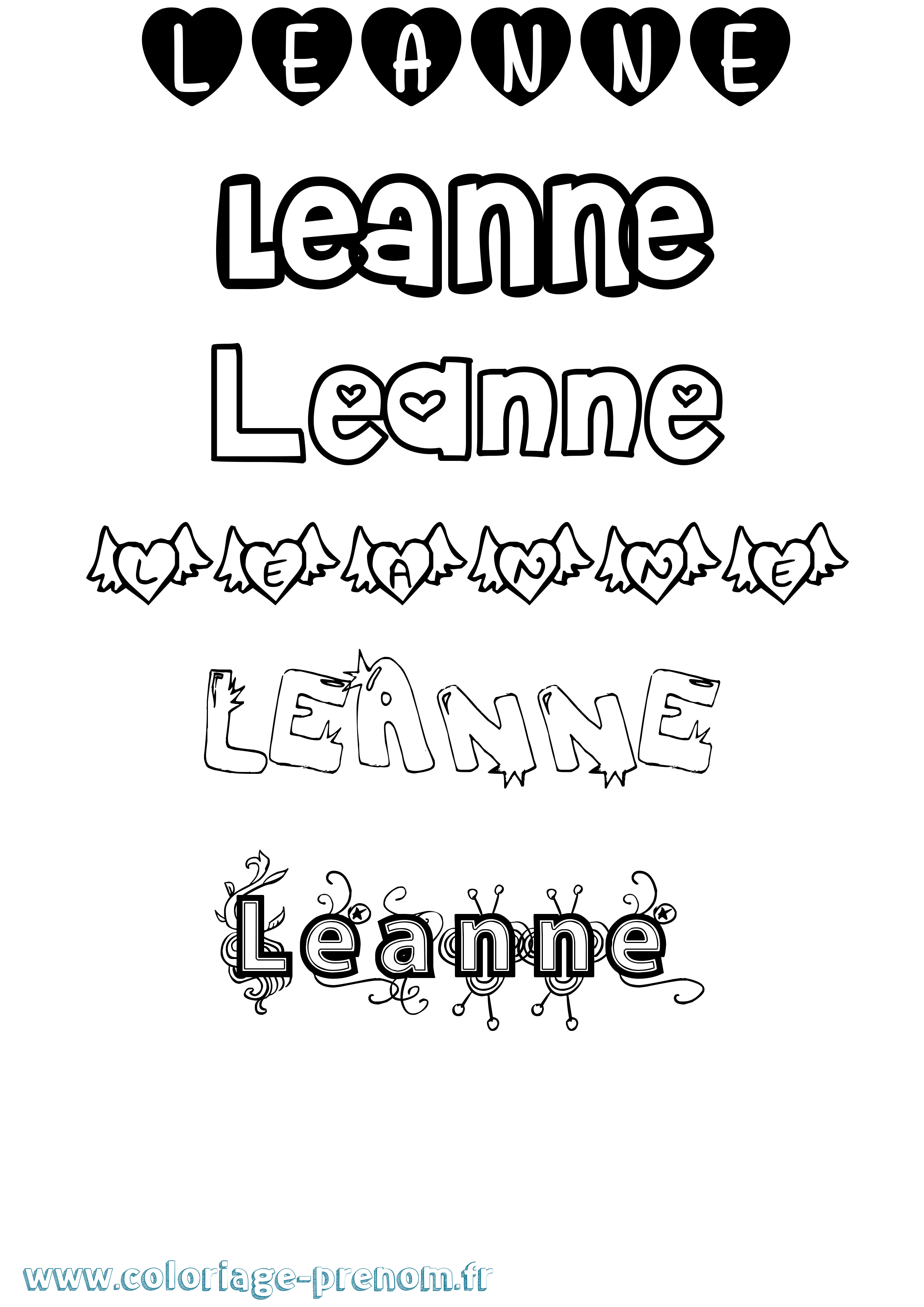 Coloriage Leanne Coloriage prénom Leanne