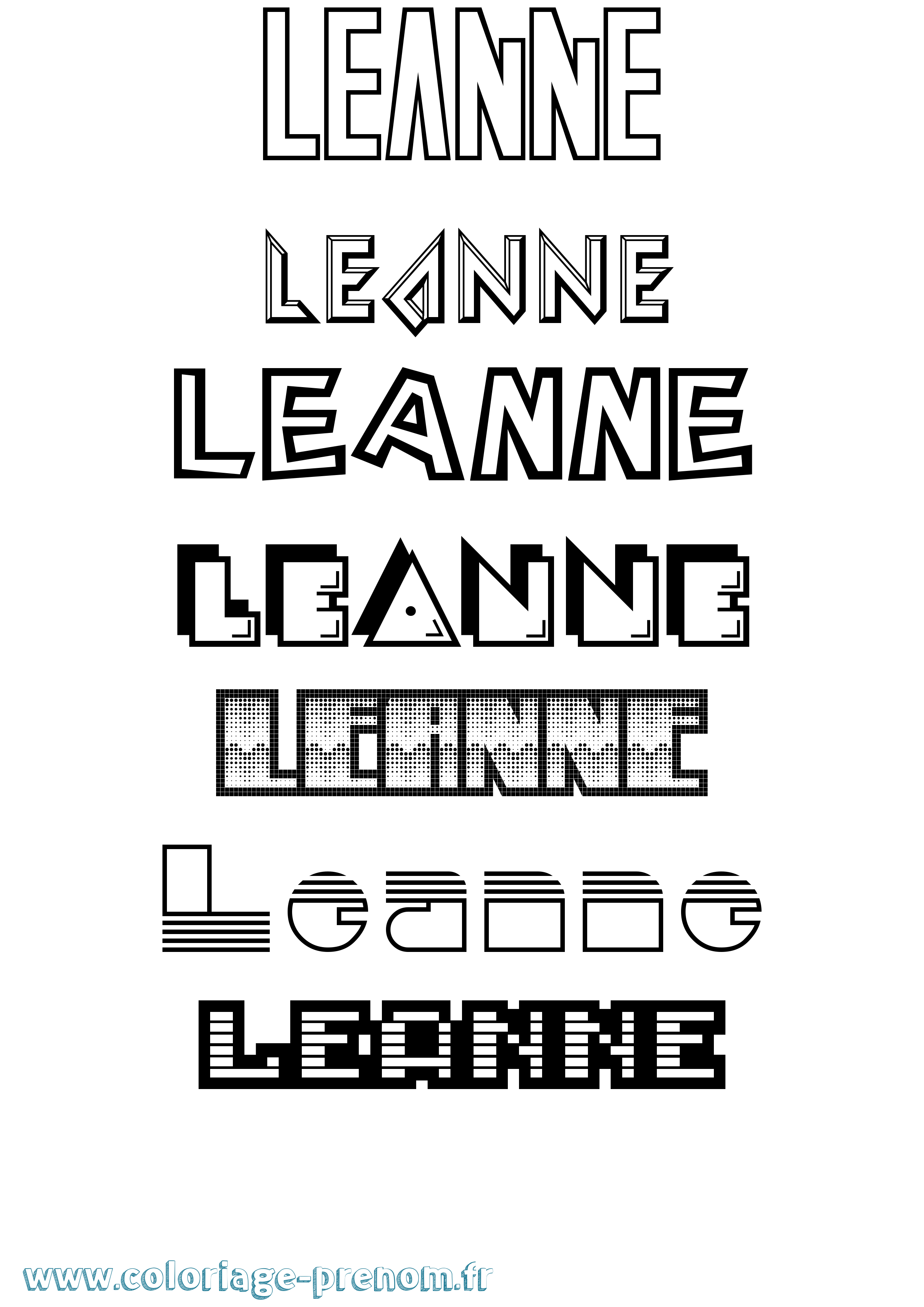 Coloriage Leanne Coloriage prénom Leanne