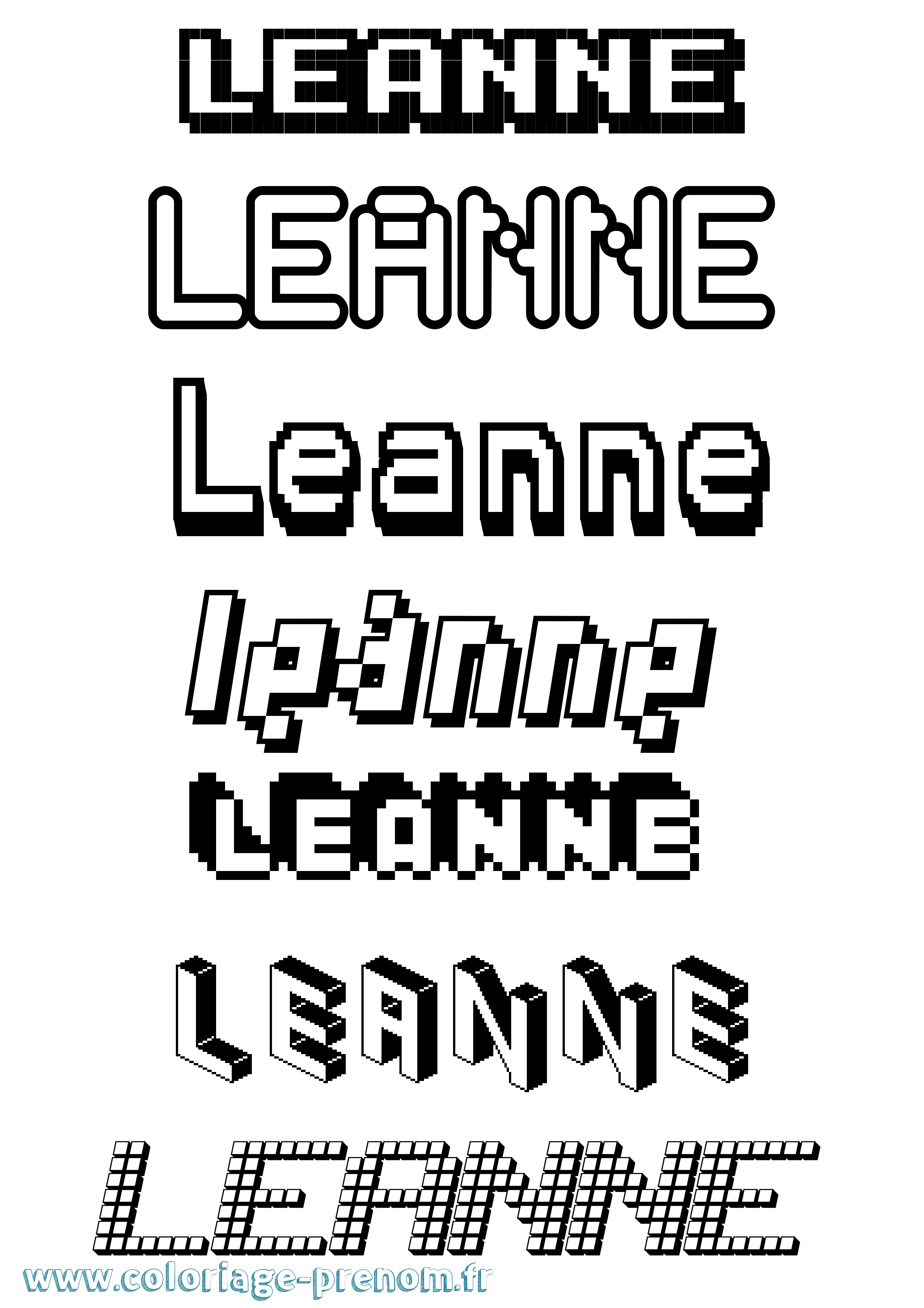 Coloriage Leanne Coloriage prénom Leanne