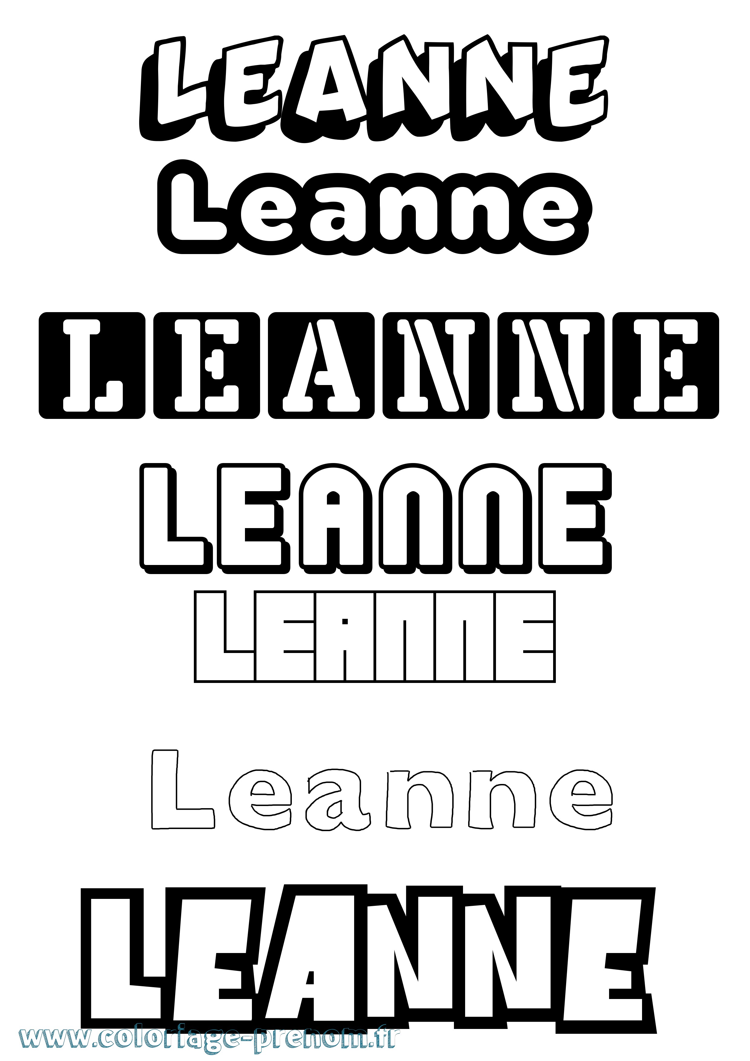 Coloriage Leanne Coloriage prénom Leanne