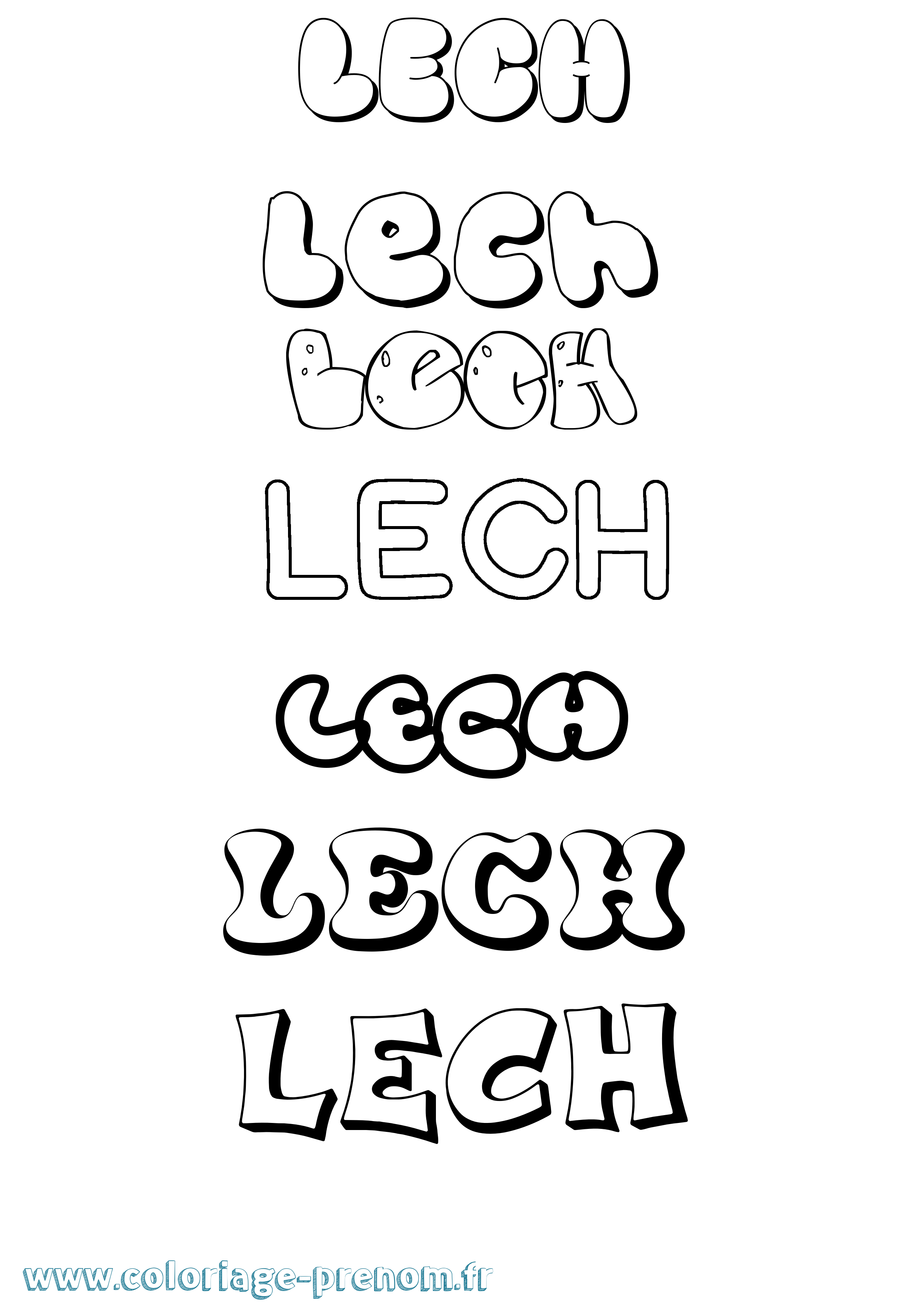 Coloriage Lech Bubble Coloriage prénom Lech Bubble