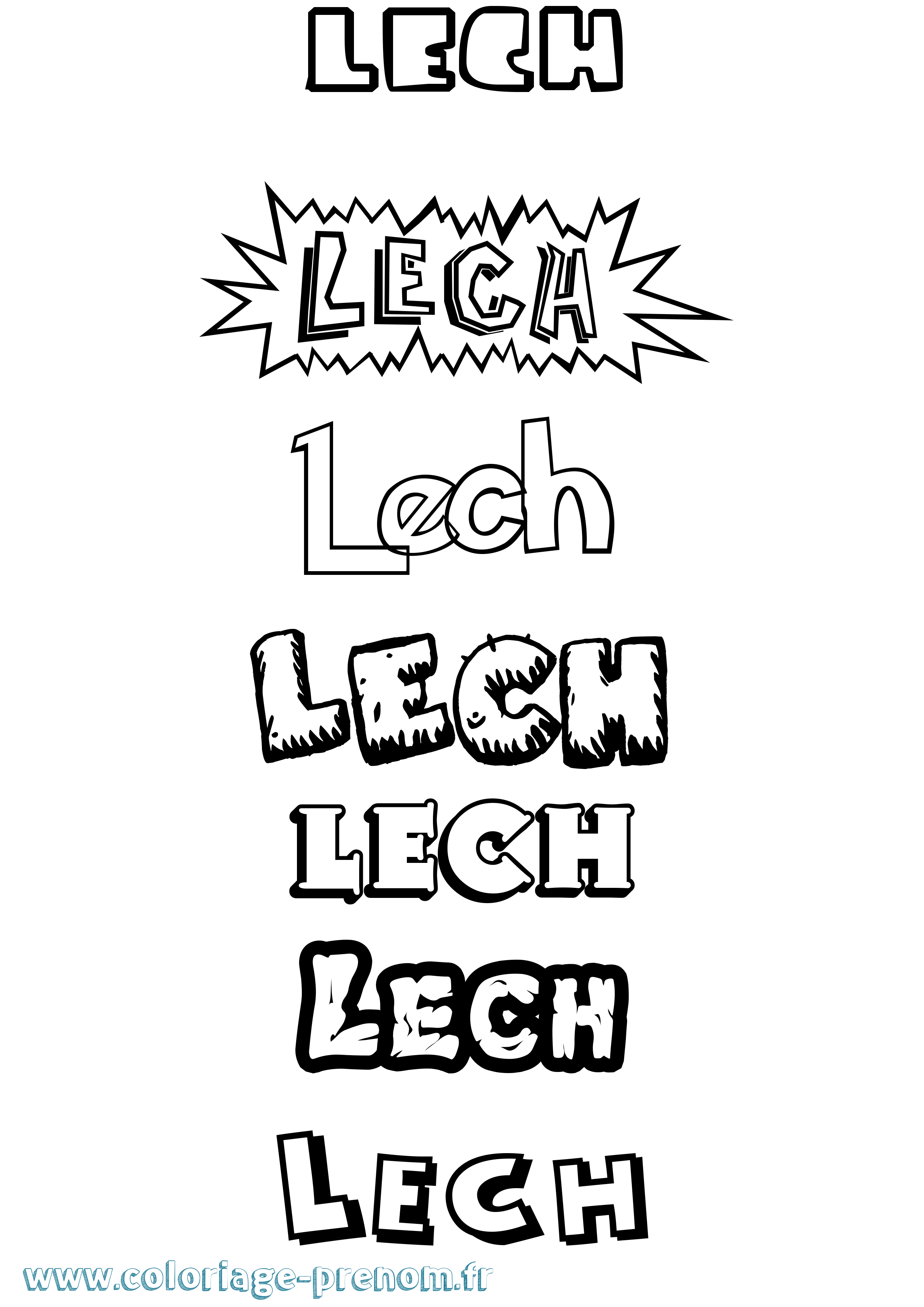Coloriage Lech Dessin Animé Coloriage prénom Lech Dessin Animé