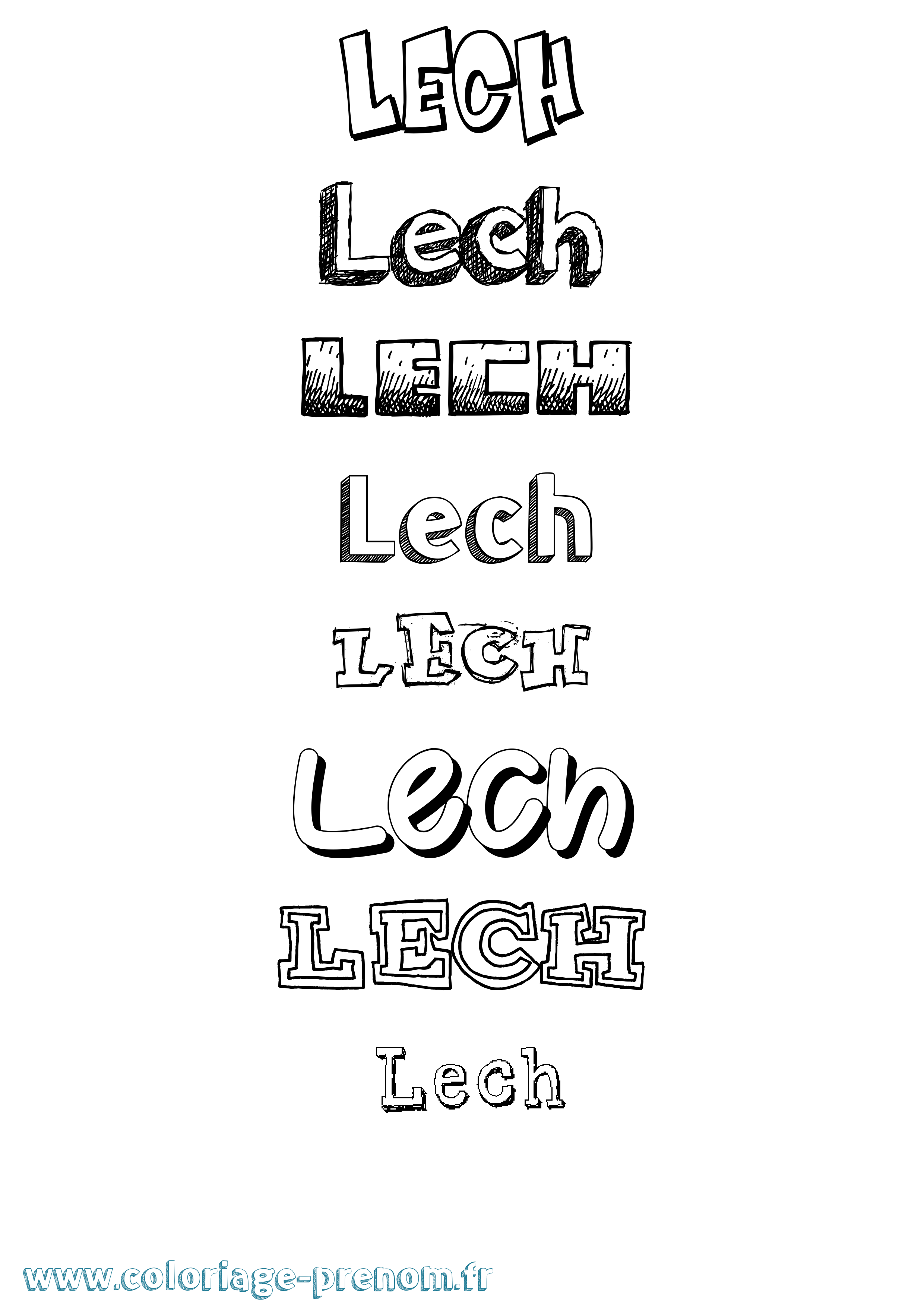 Coloriage Lech Dessiné Coloriage prénom Lech Dessiné