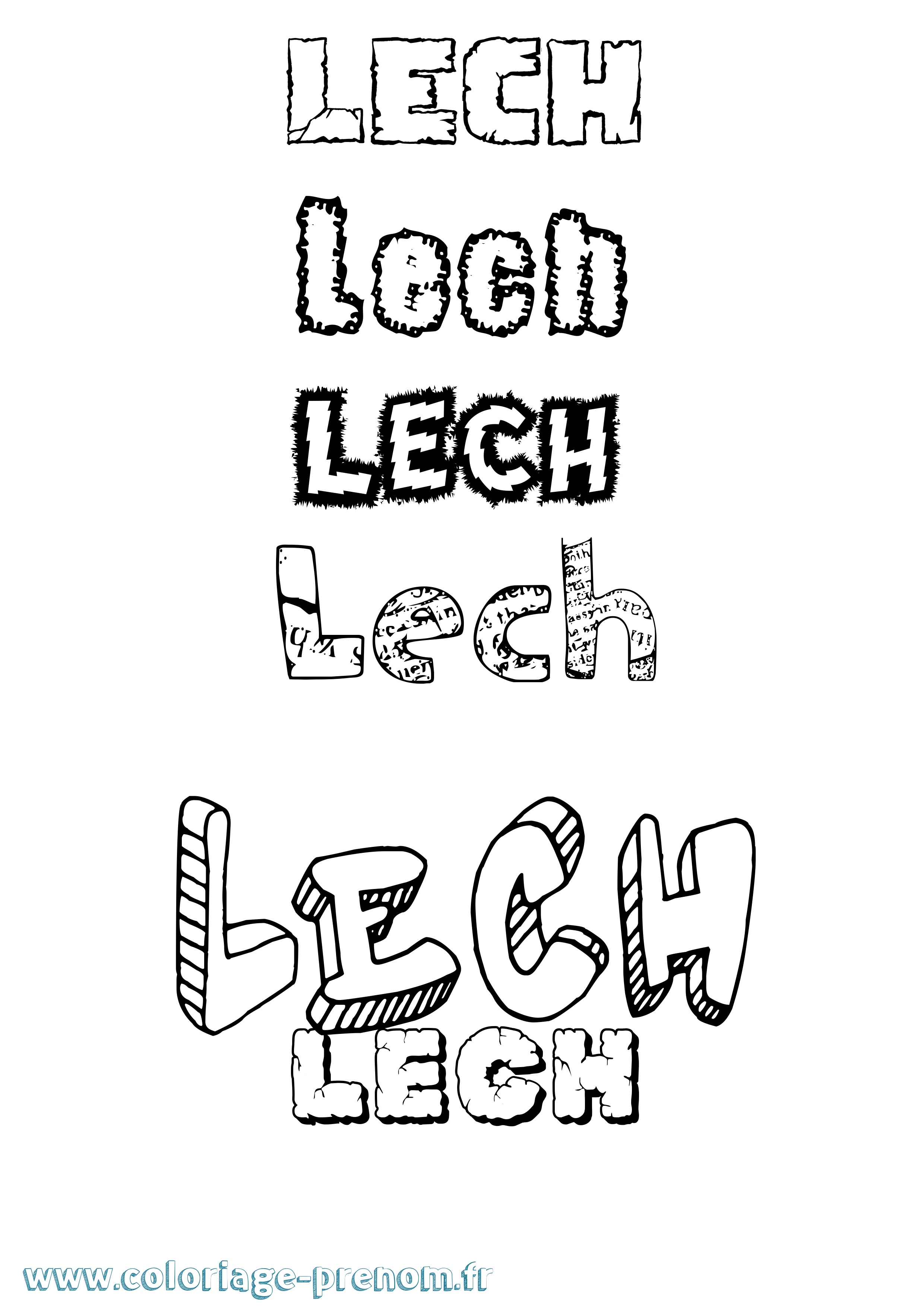 Coloriage Lech Destructuré Coloriage prénom Lech Destructuré