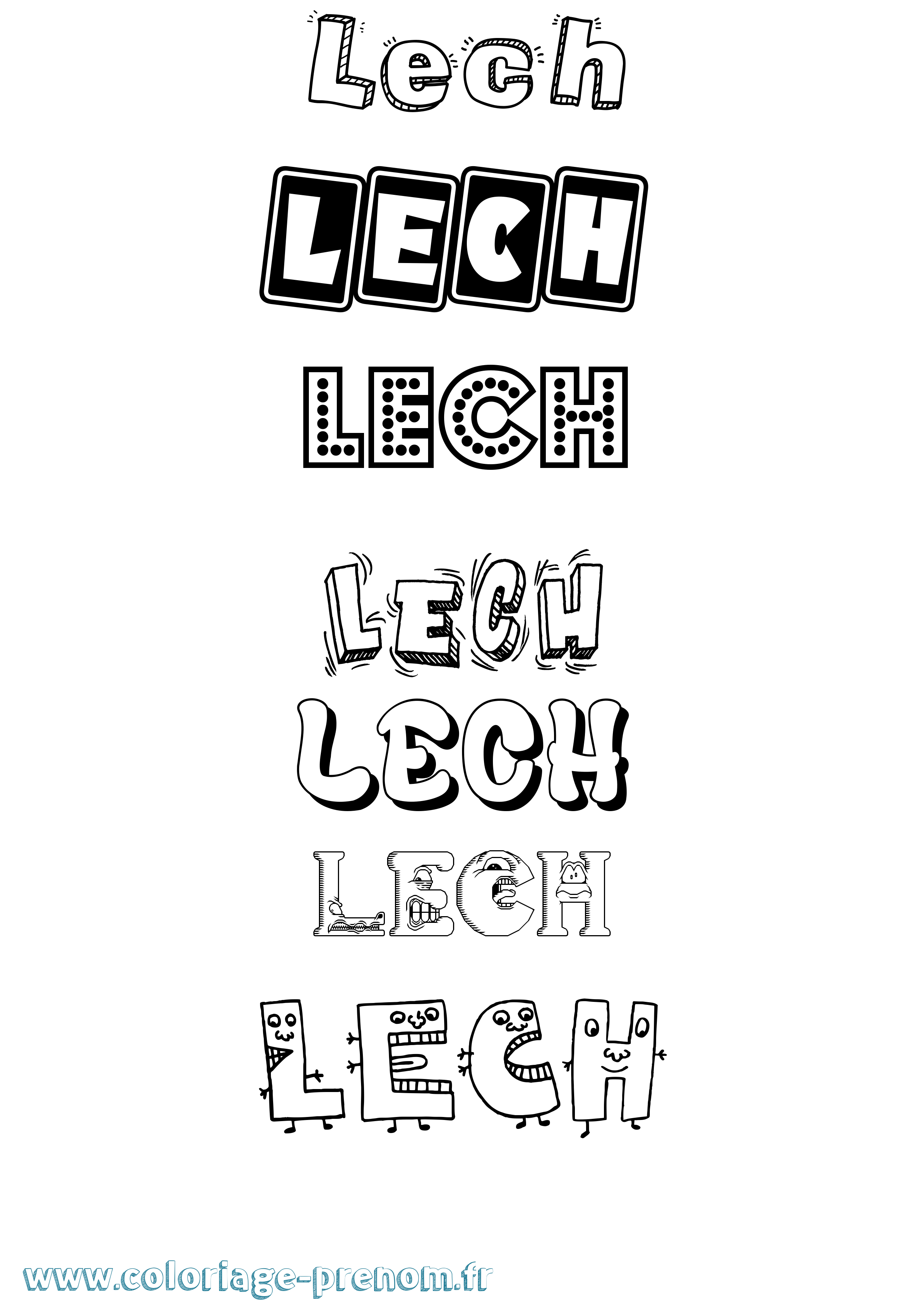 Coloriage Lech Fun Coloriage prénom Lech Fun