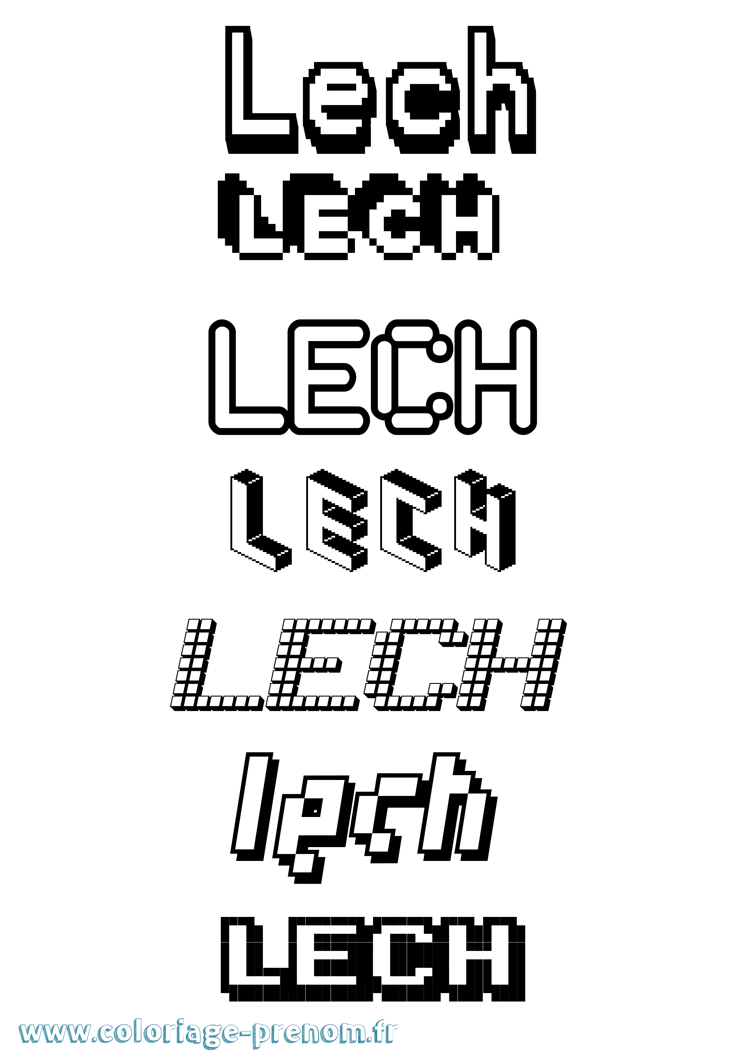 Coloriage Lech Pixel Coloriage prénom Lech Pixel