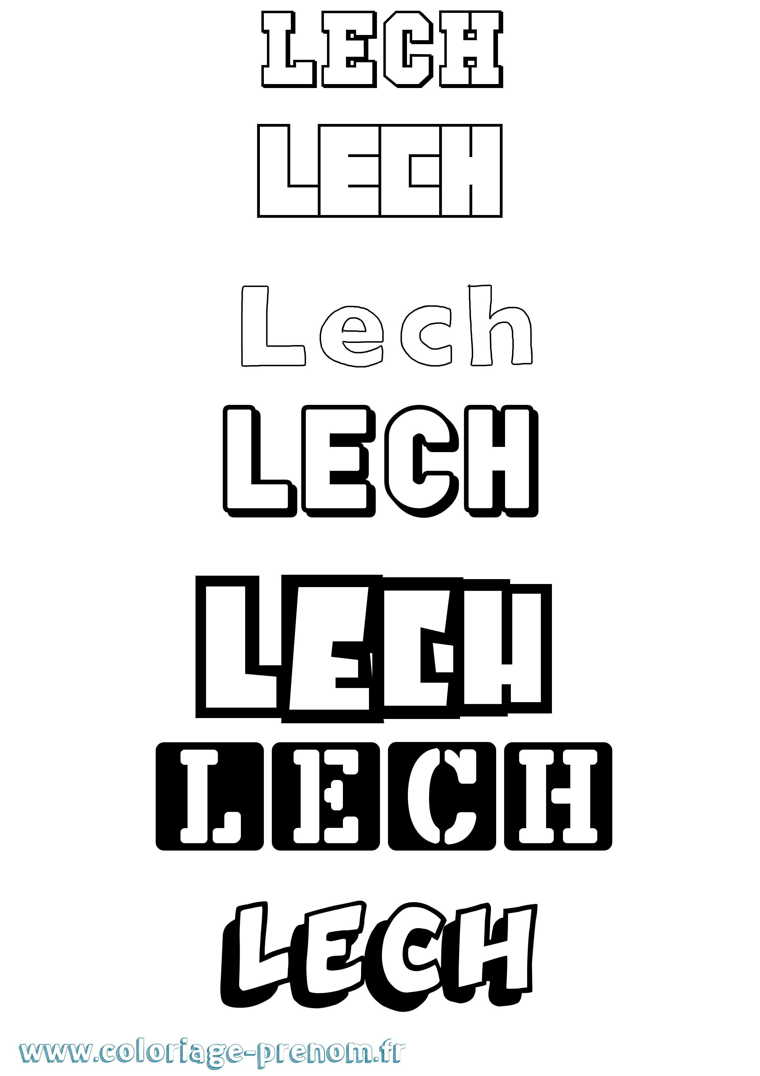 Coloriage Lech Simple Coloriage prénom Lech Simple
