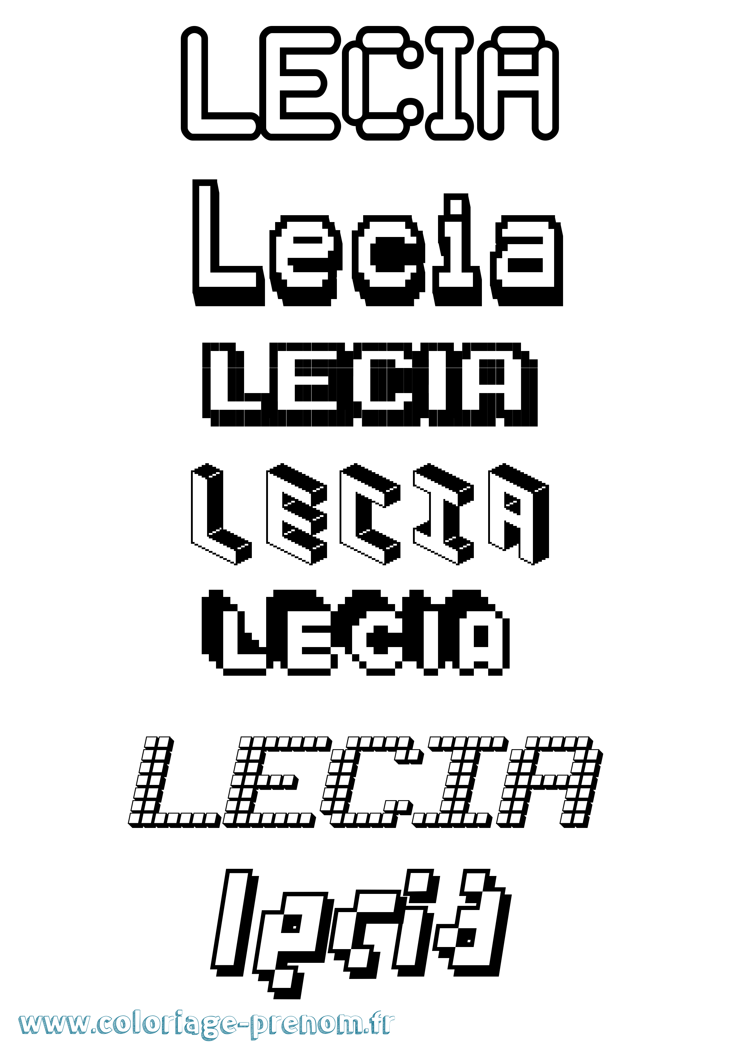 Coloriage prénom Lecia Pixel