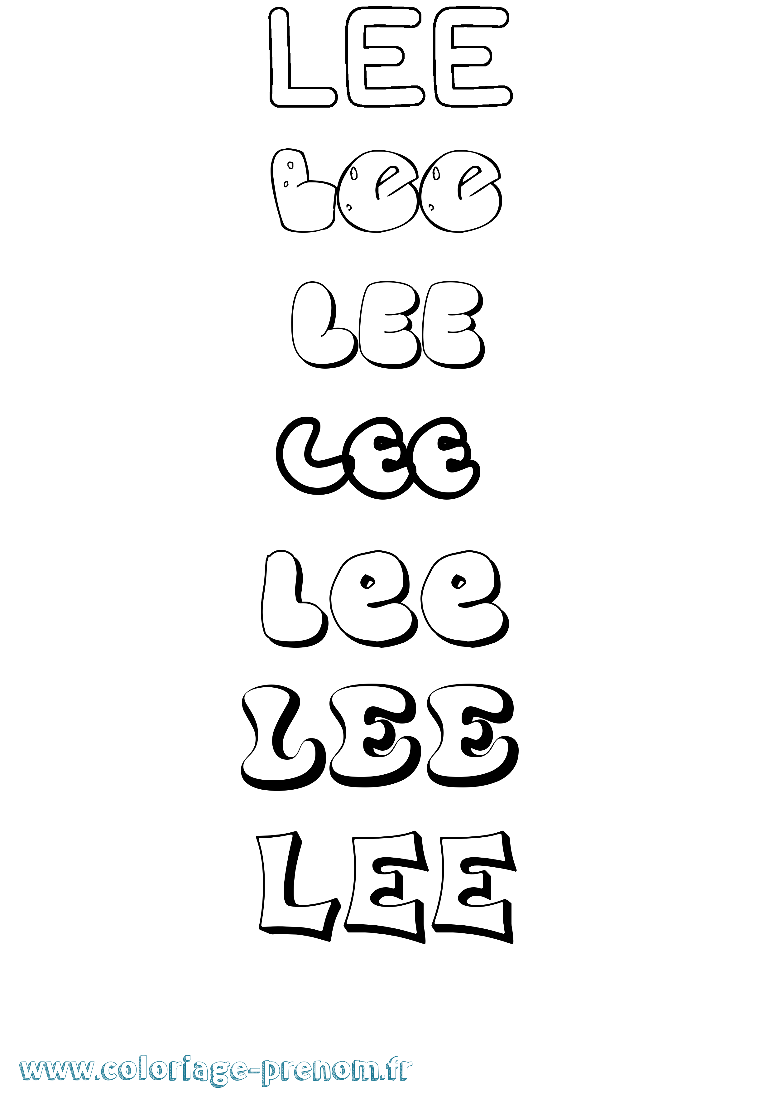 Coloriage Lee Bubble Coloriage prénom Lee Bubble